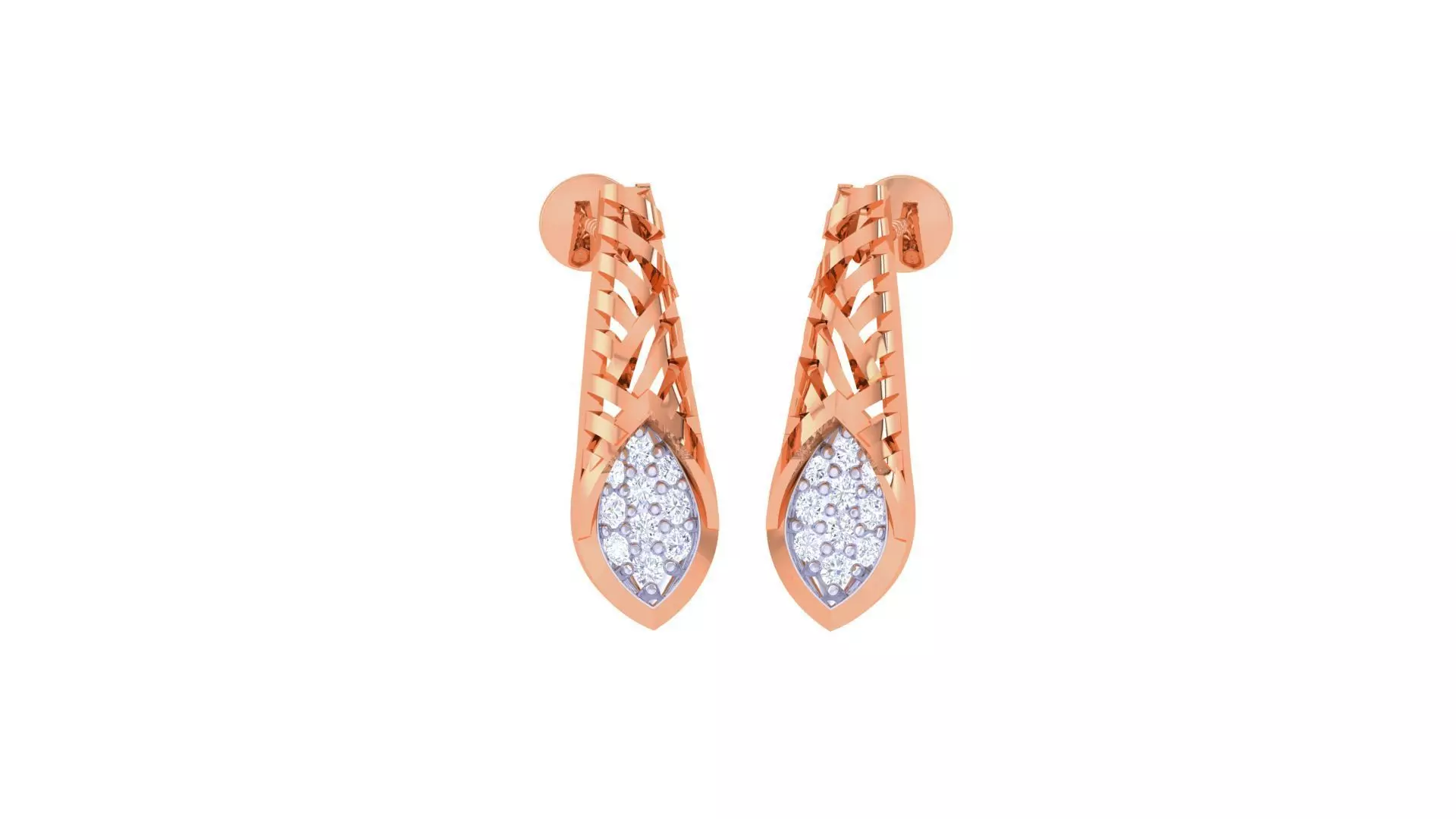 Women diamond studs Earrings 3dm renders 3D print model_0