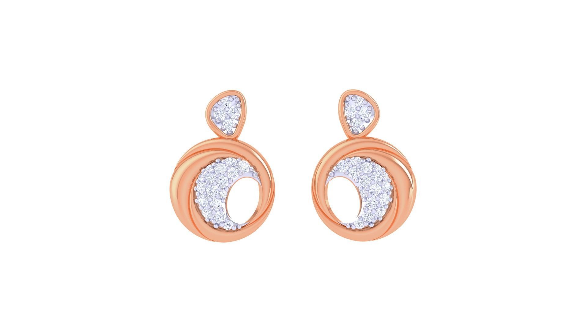 Women diamond studs Earrings 3dm renders 3D print model_4