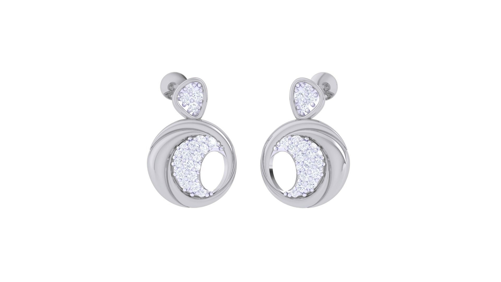 Women diamond studs Earrings 3dm renders 3D print model_2