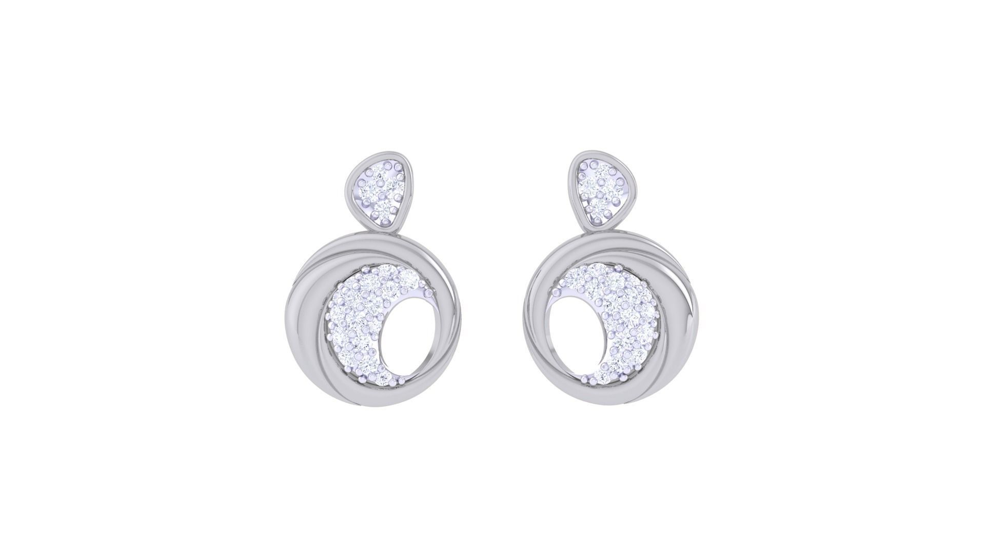 Women diamond studs Earrings 3dm renders 3D print model_3