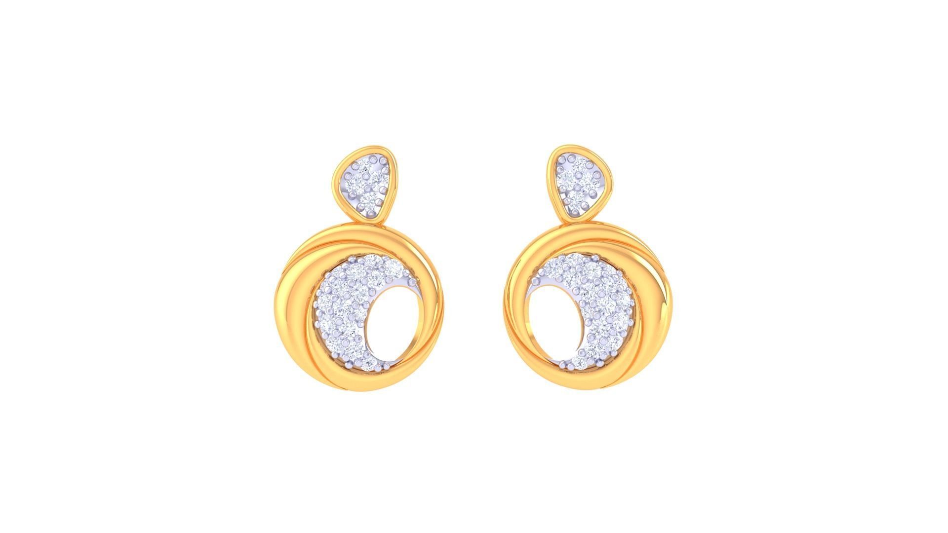 Women diamond studs Earrings 3dm renders 3D print model_5