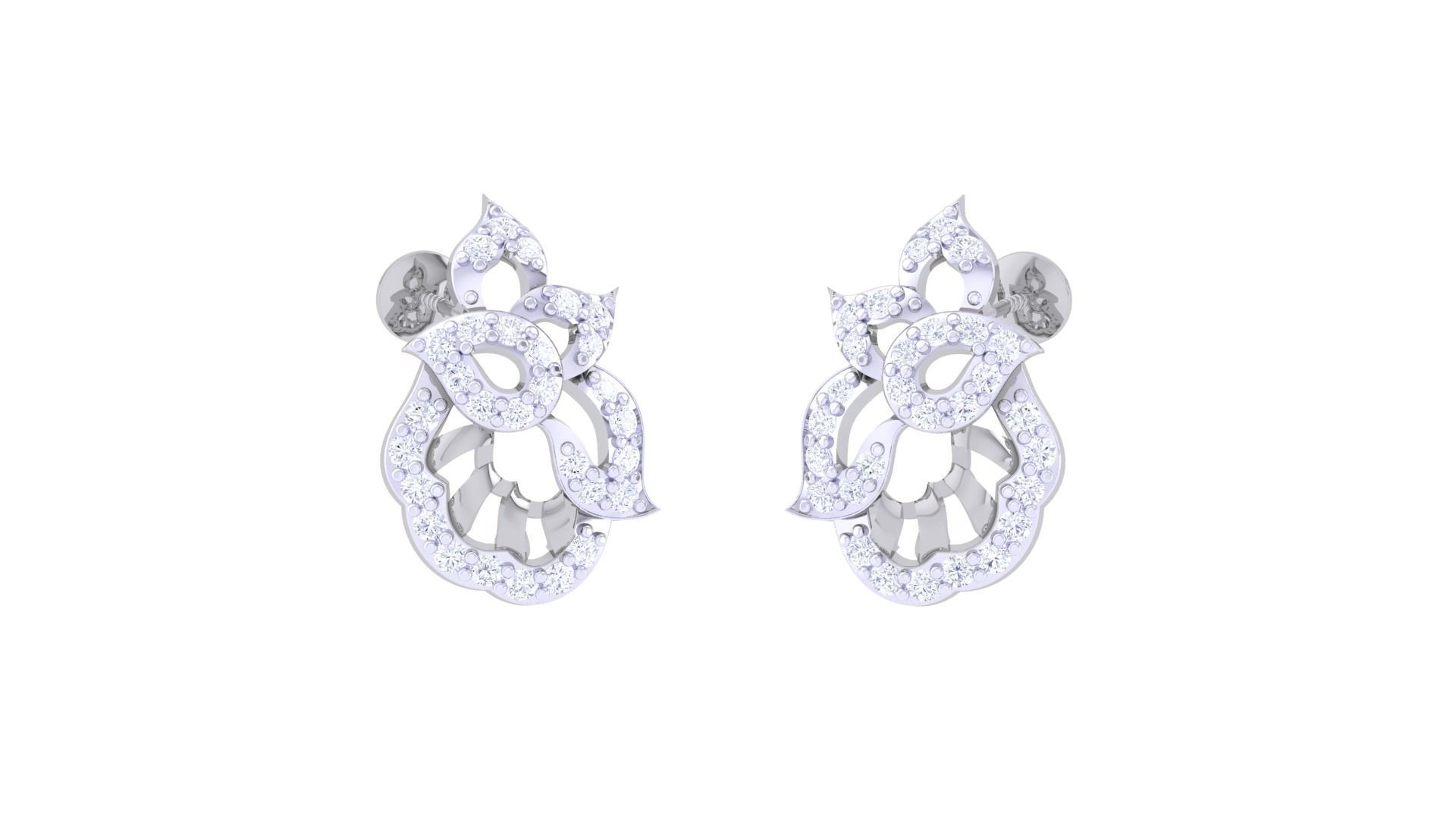 Women diamond studs Earrings 3dm renders 3D print model_2