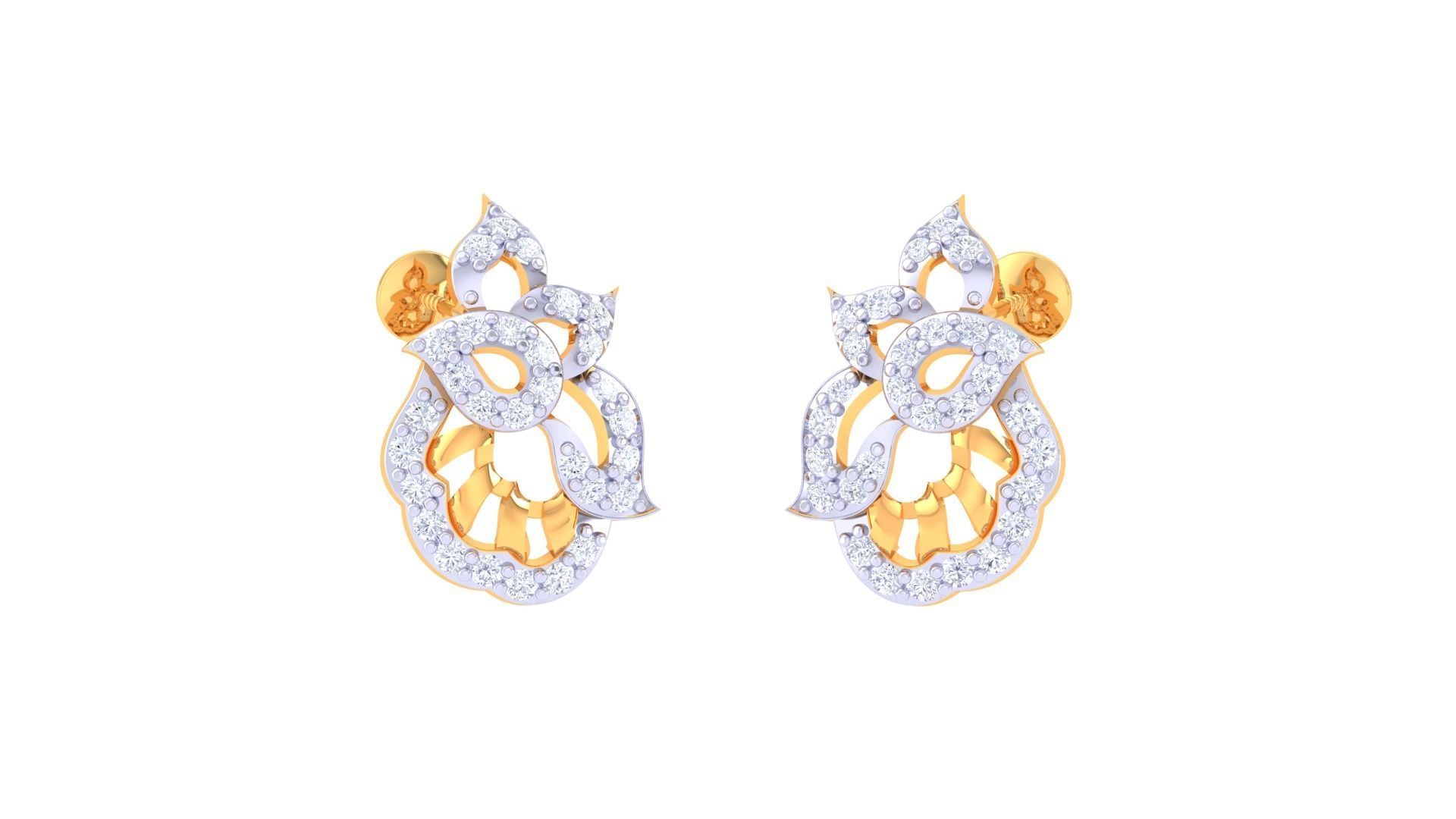 Women diamond studs Earrings 3dm renders 3D print model_1