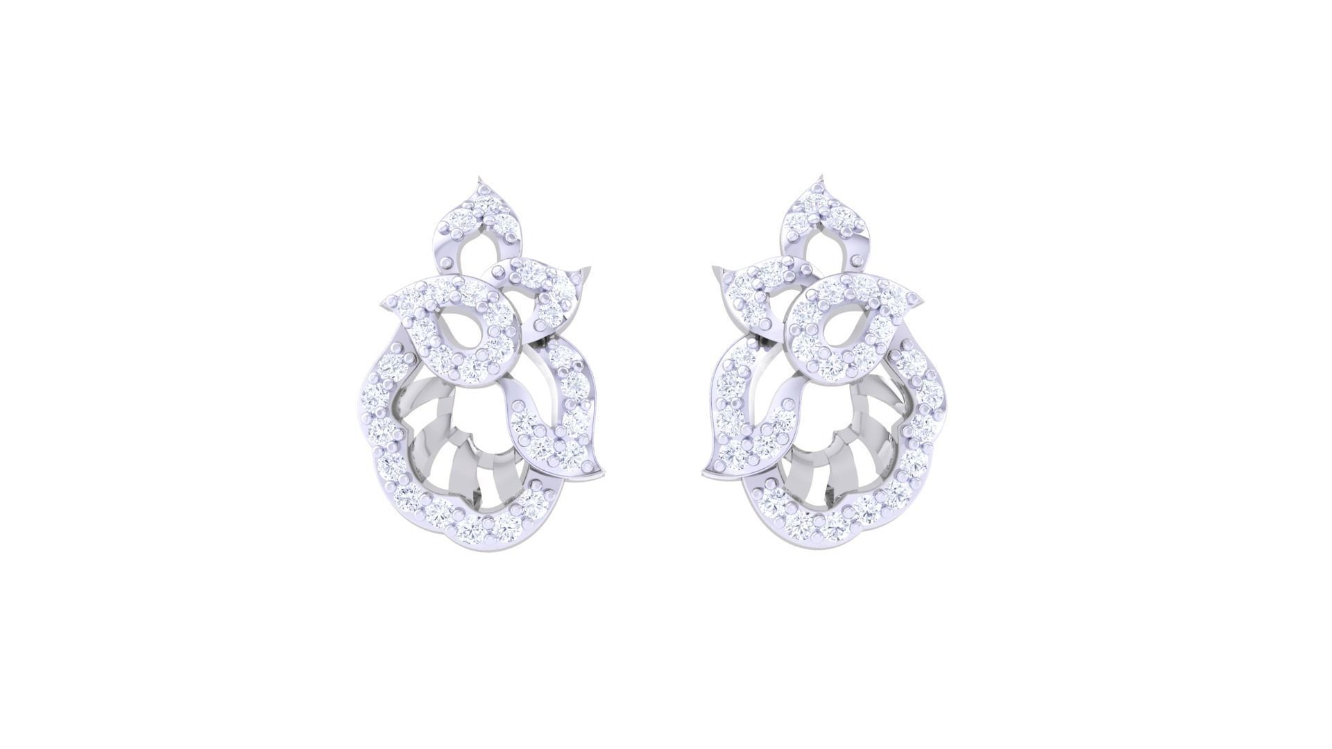 Women diamond studs Earrings 3dm renders 3D print model_3