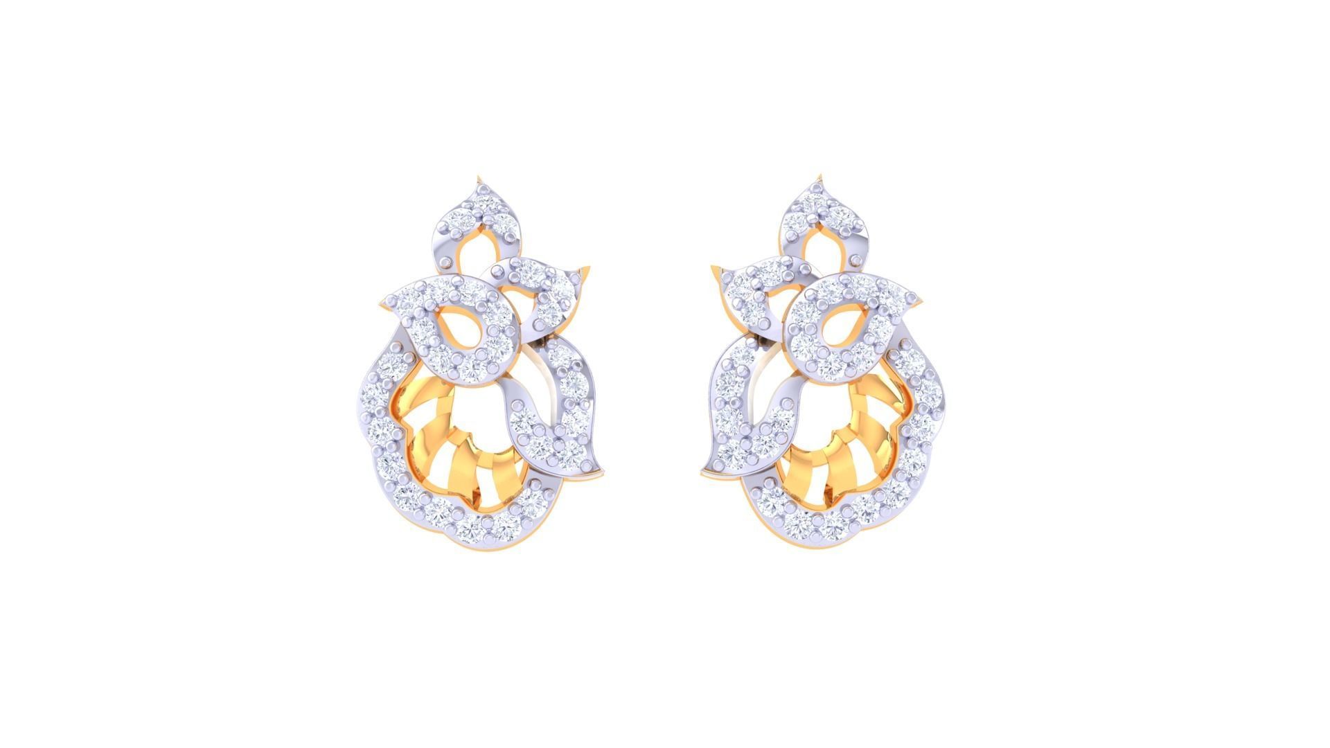 Women diamond studs Earrings 3dm renders 3D print model_5