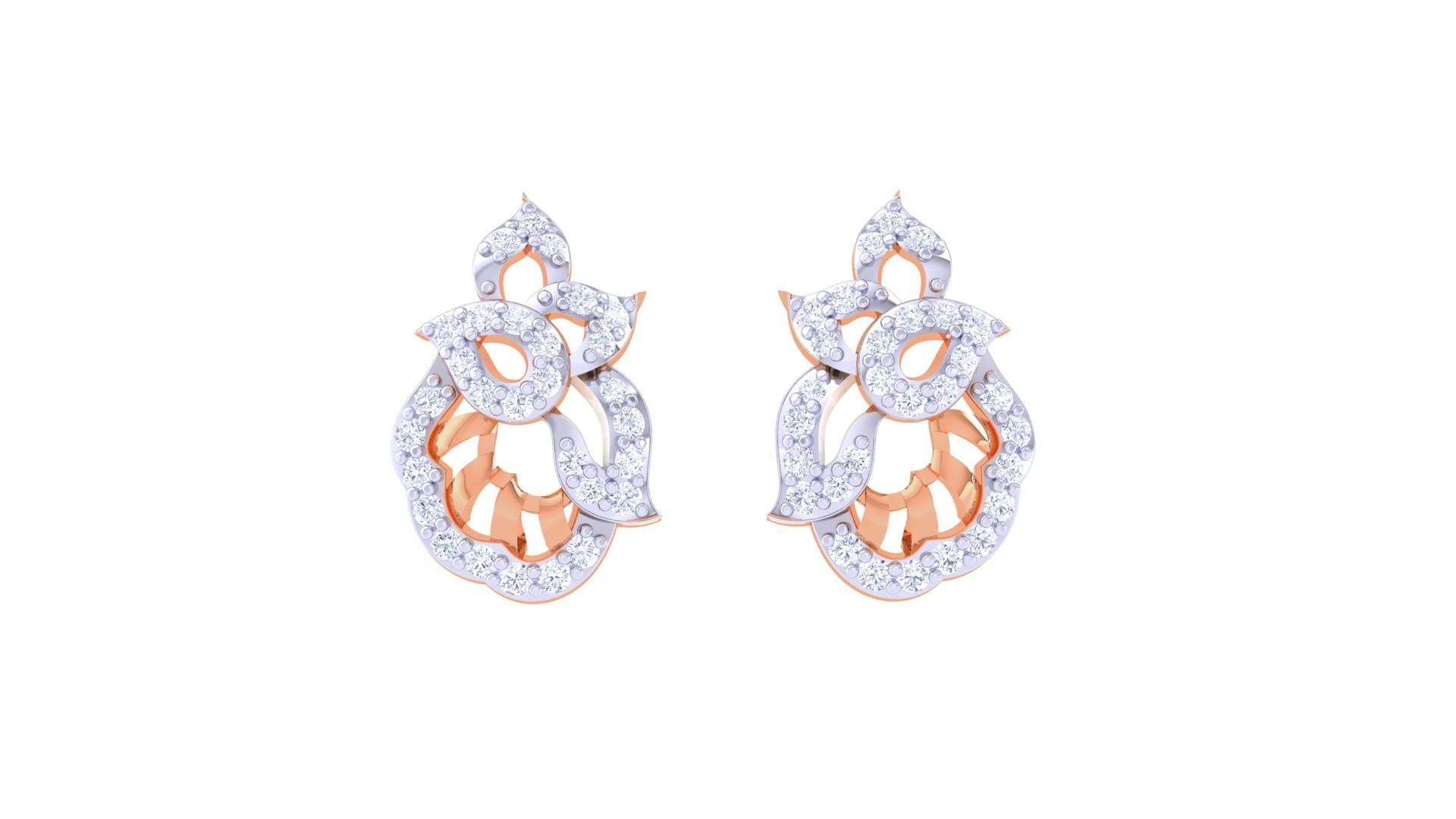 Women diamond studs Earrings 3dm renders 3D print model_4