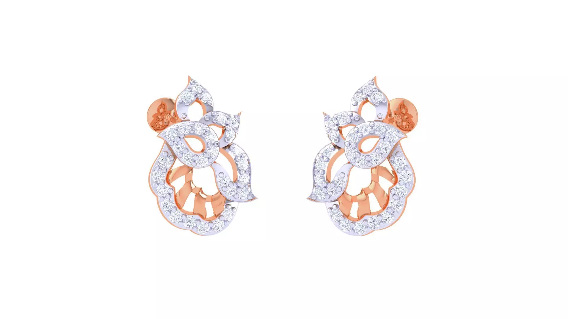 Women diamond studs Earrings 3dm renders 3D print model_0