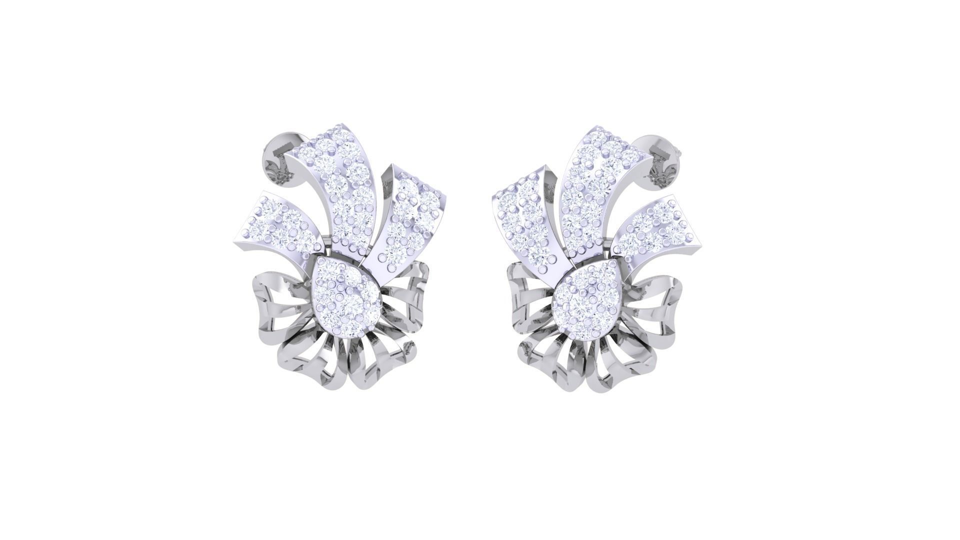 Women diamond studs Earrings 3dm renders 3D print model_2