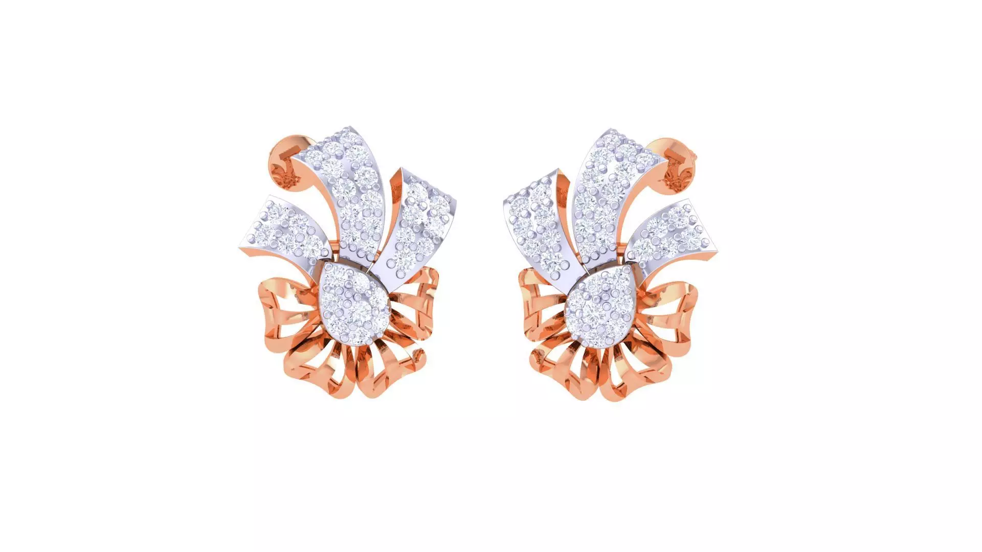 Women diamond studs Earrings 3dm renders 3D print model_0