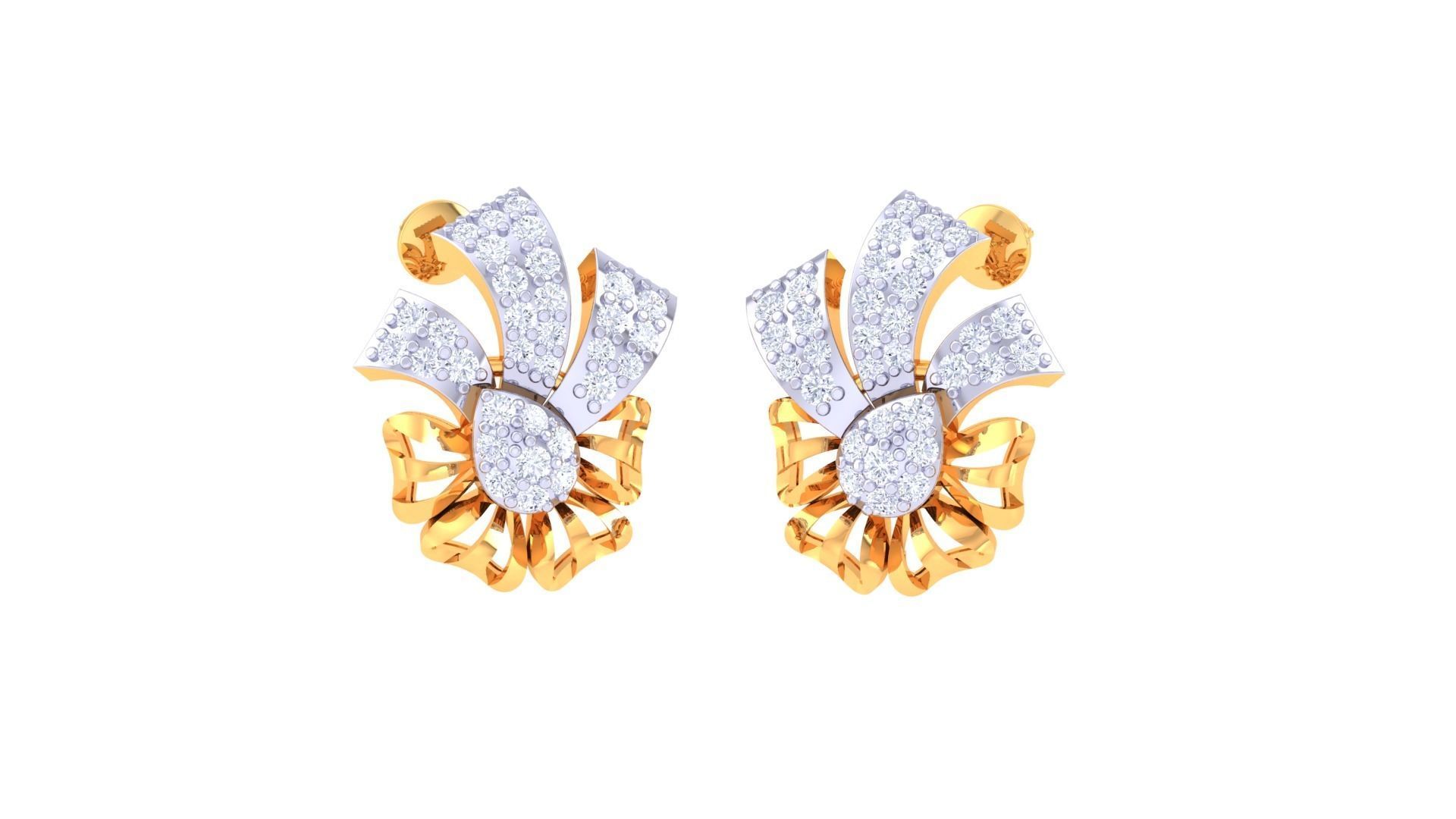 Women diamond studs Earrings 3dm renders 3D print model_1