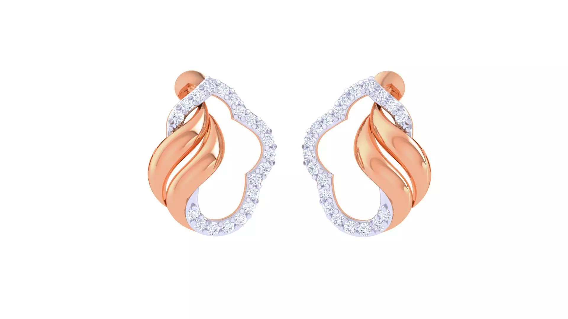 Women diamond studs Earrings 3dm renders 3D print model_0