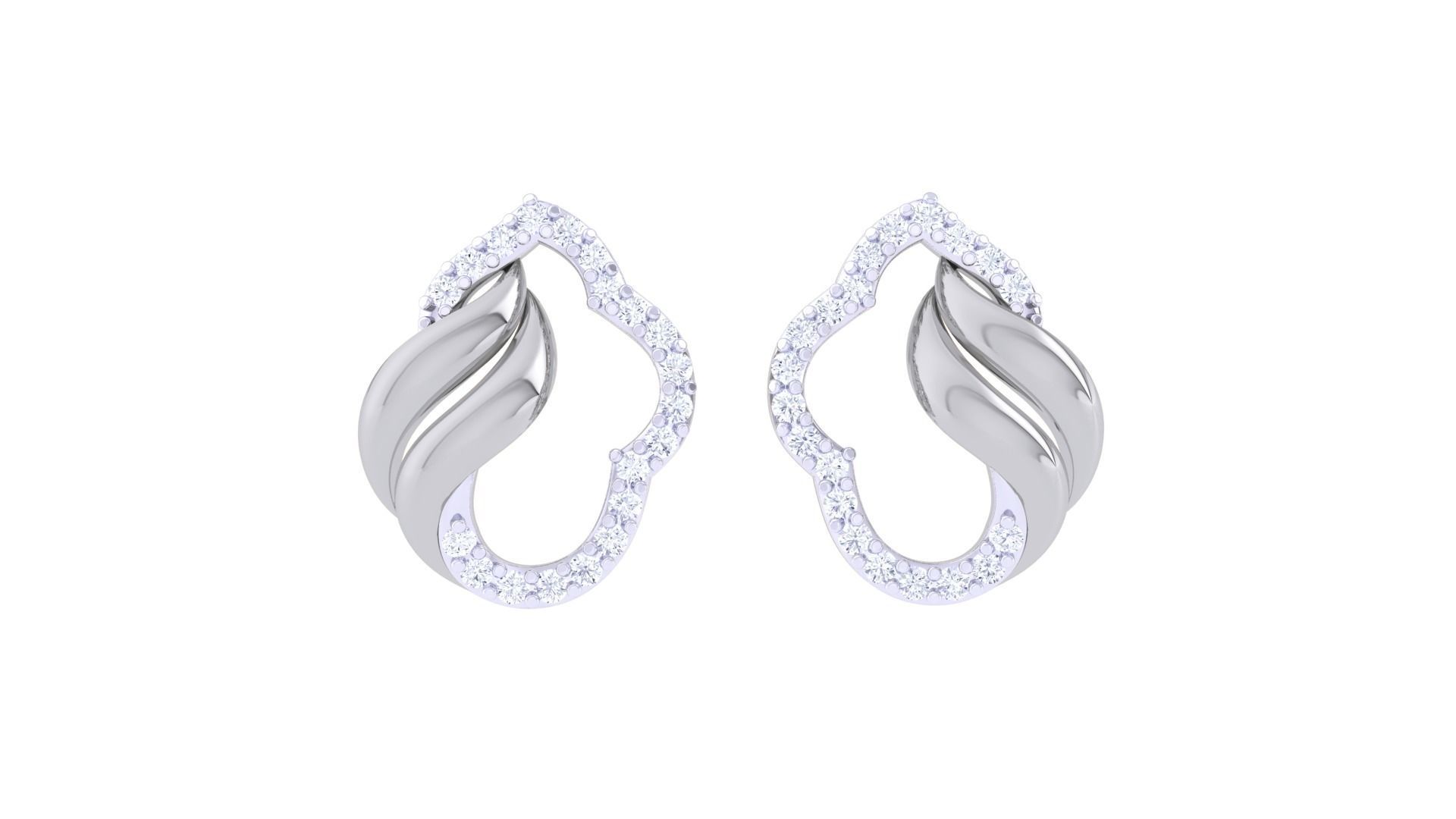 Women diamond studs Earrings 3dm renders 3D print model_3