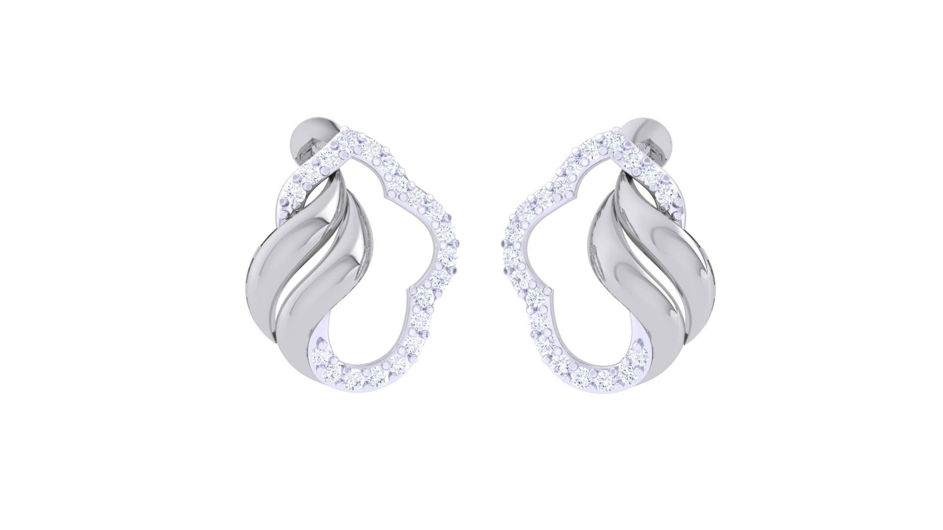 Women diamond studs Earrings 3dm renders 3D print model_2