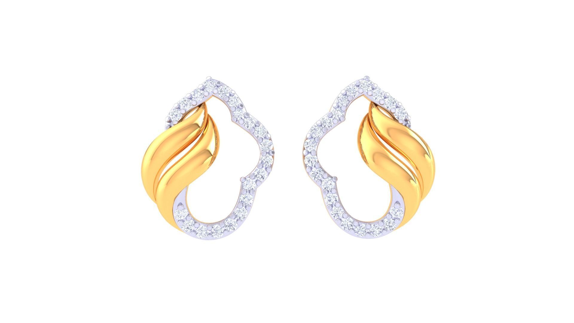 Women diamond studs Earrings 3dm renders 3D print model_5