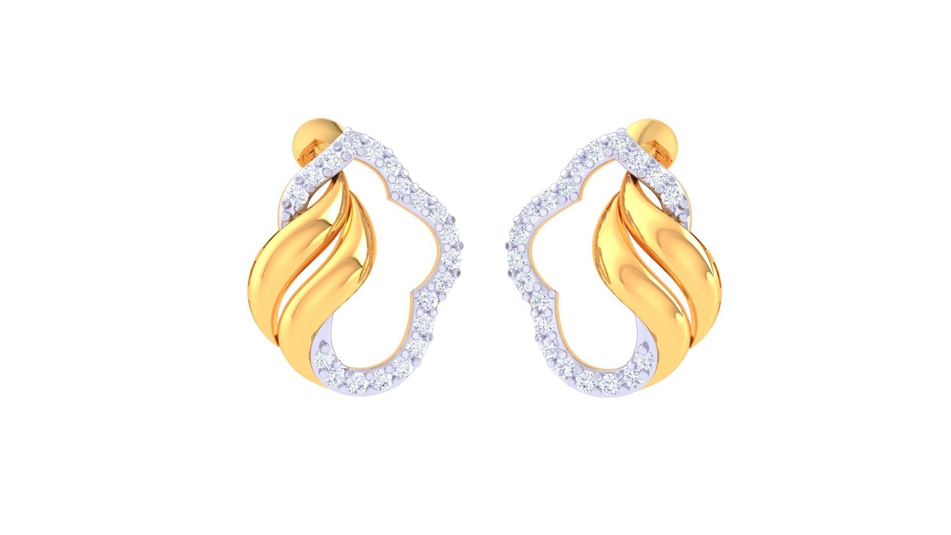 Women diamond studs Earrings 3dm renders 3D print model_1