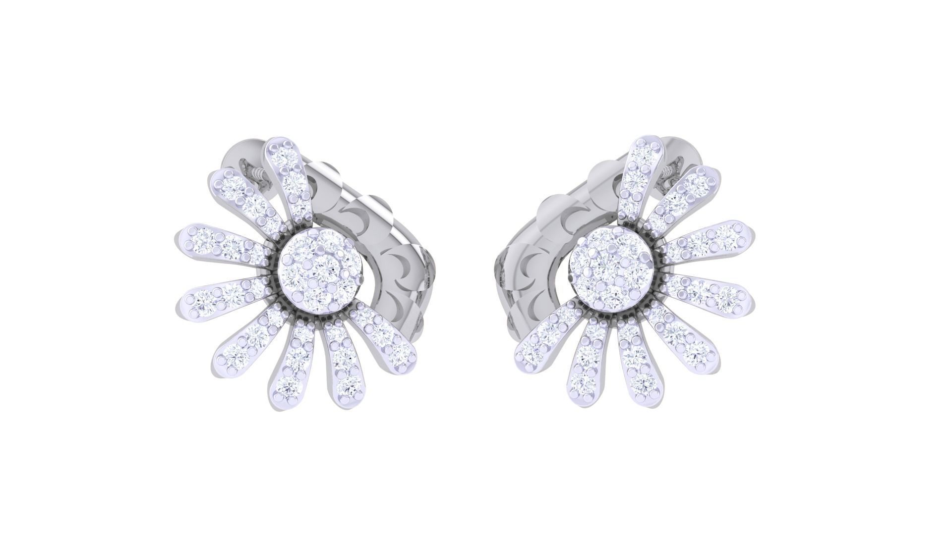 Women diamond studs Earrings 3dm renders 3D print model_2