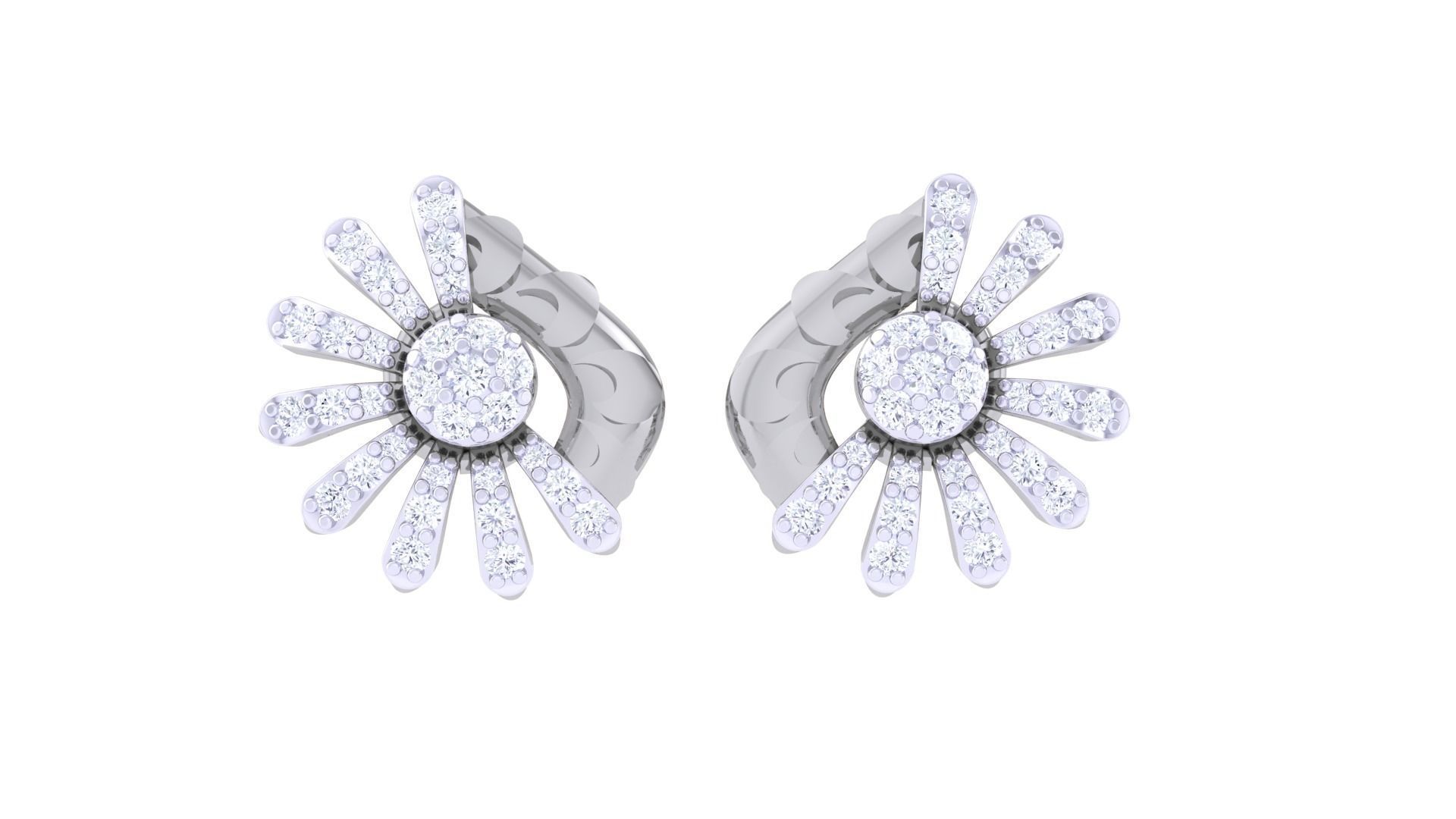 Women diamond studs Earrings 3dm renders 3D print model_4