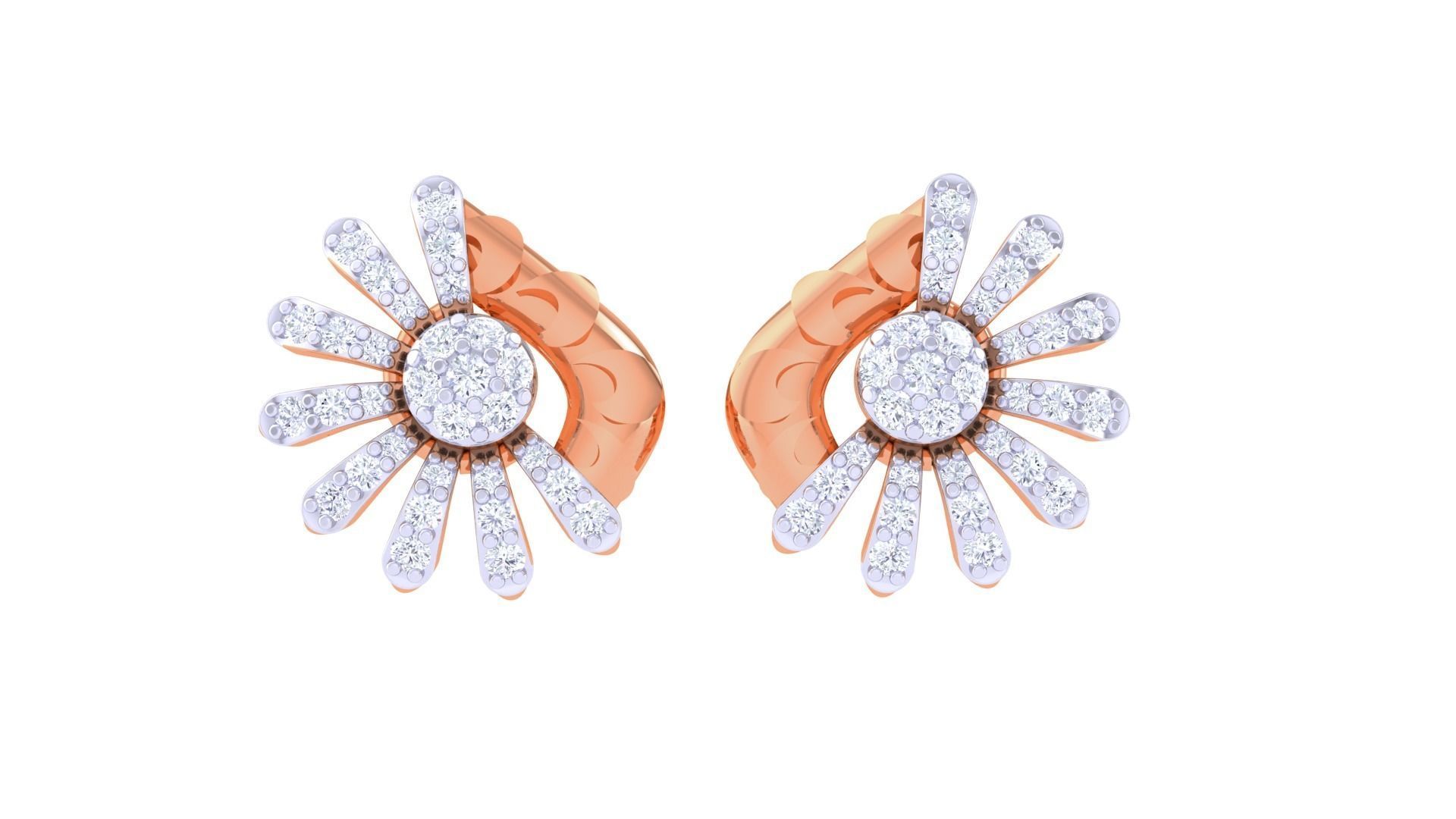 Women diamond studs Earrings 3dm renders 3D print model_5