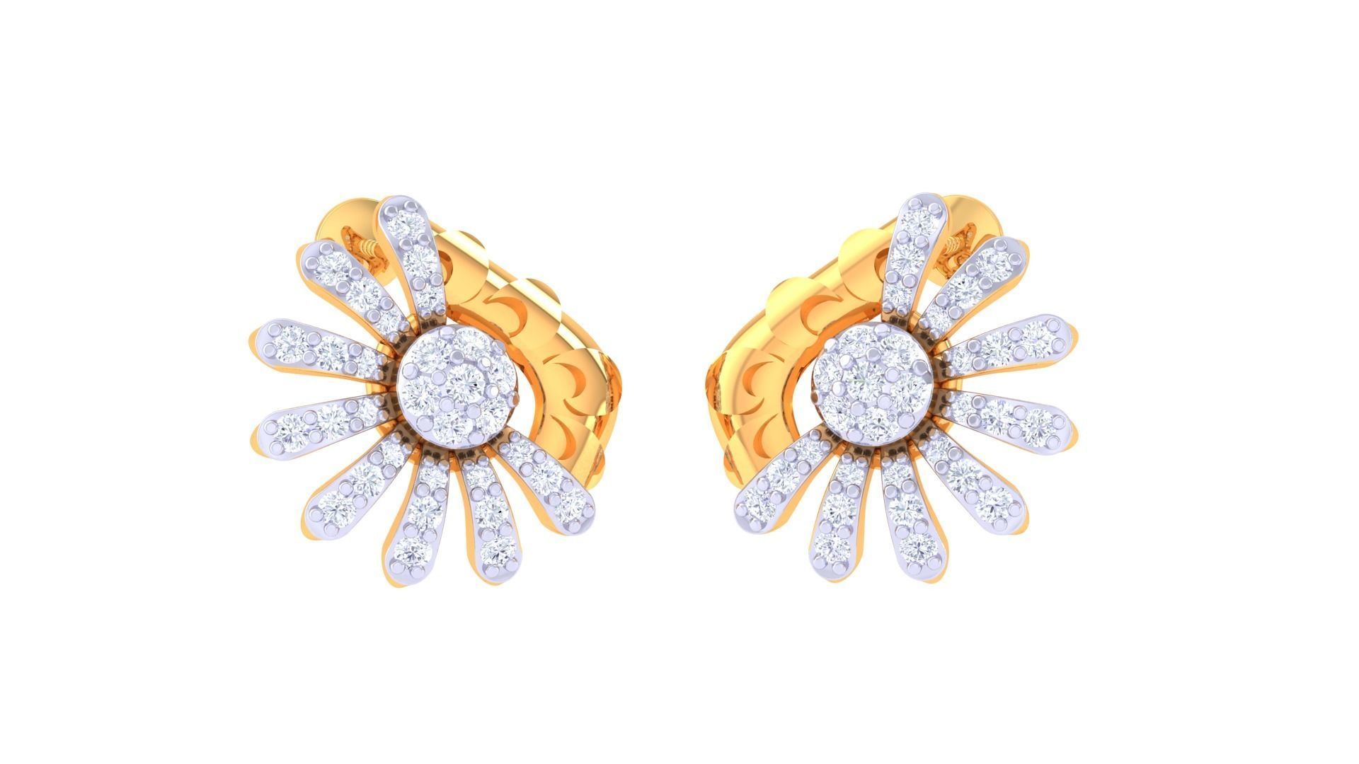 Women diamond studs Earrings 3dm renders 3D print model_1