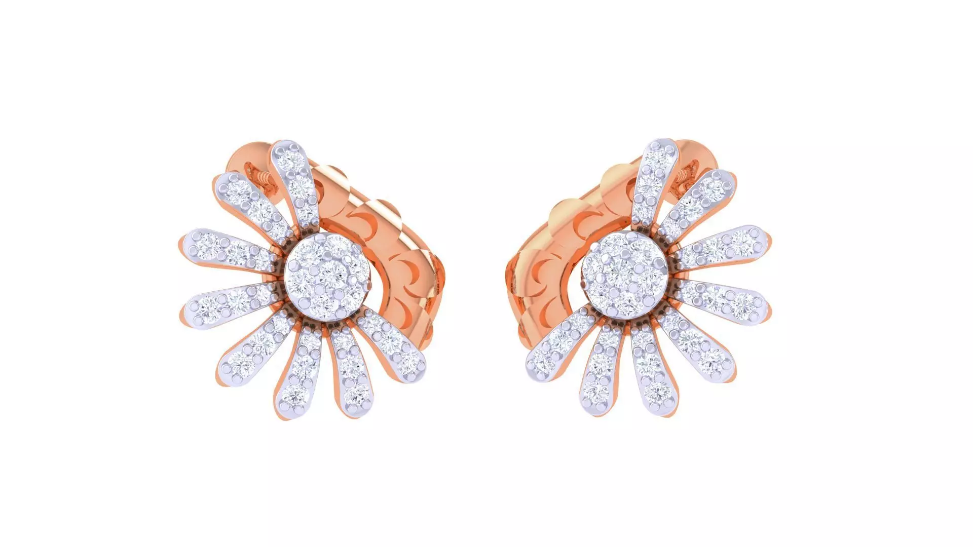 Women diamond studs Earrings 3dm renders 3D print model_0