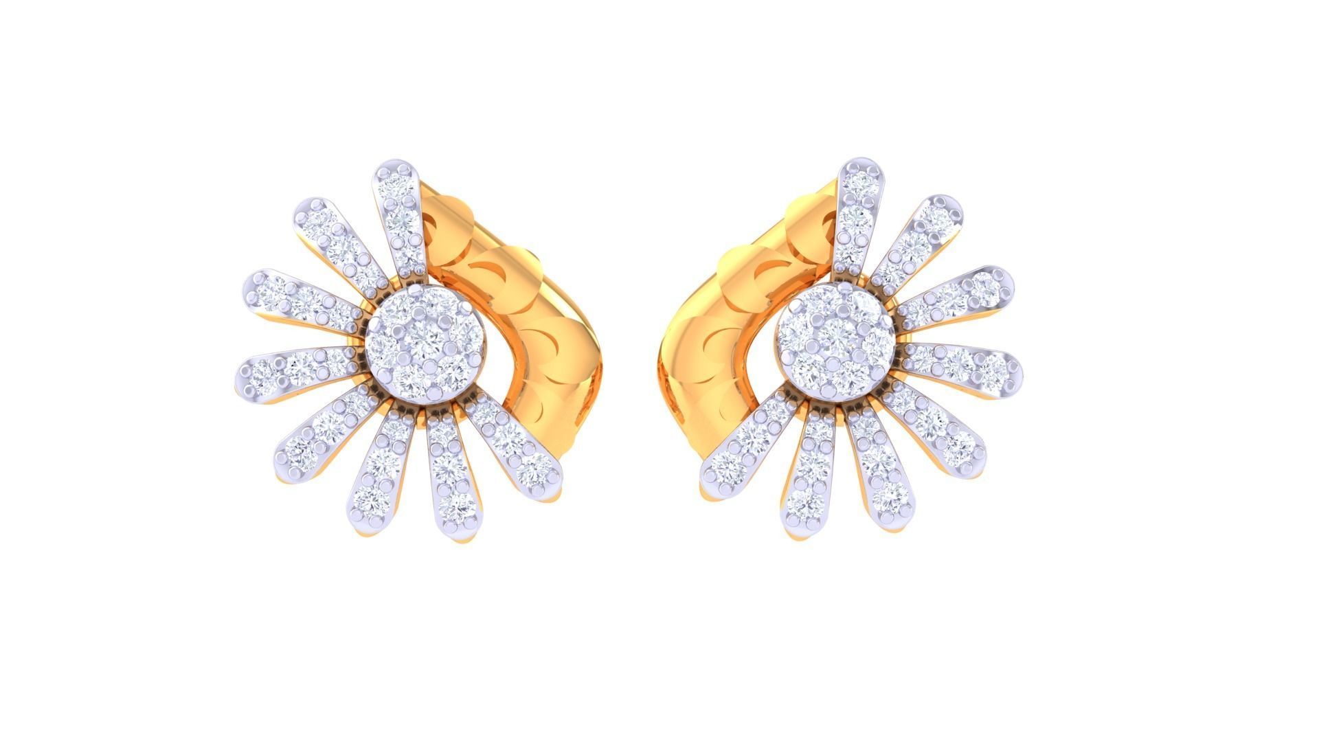 Women diamond studs Earrings 3dm renders 3D print model_3