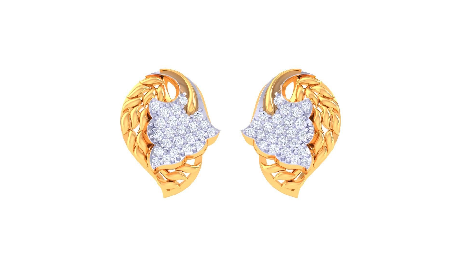 Women diamond studs Earrings 3dm renders 3D print model_3
