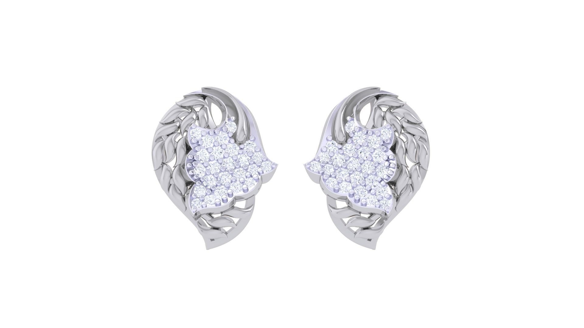 Women diamond studs Earrings 3dm renders 3D print model_4