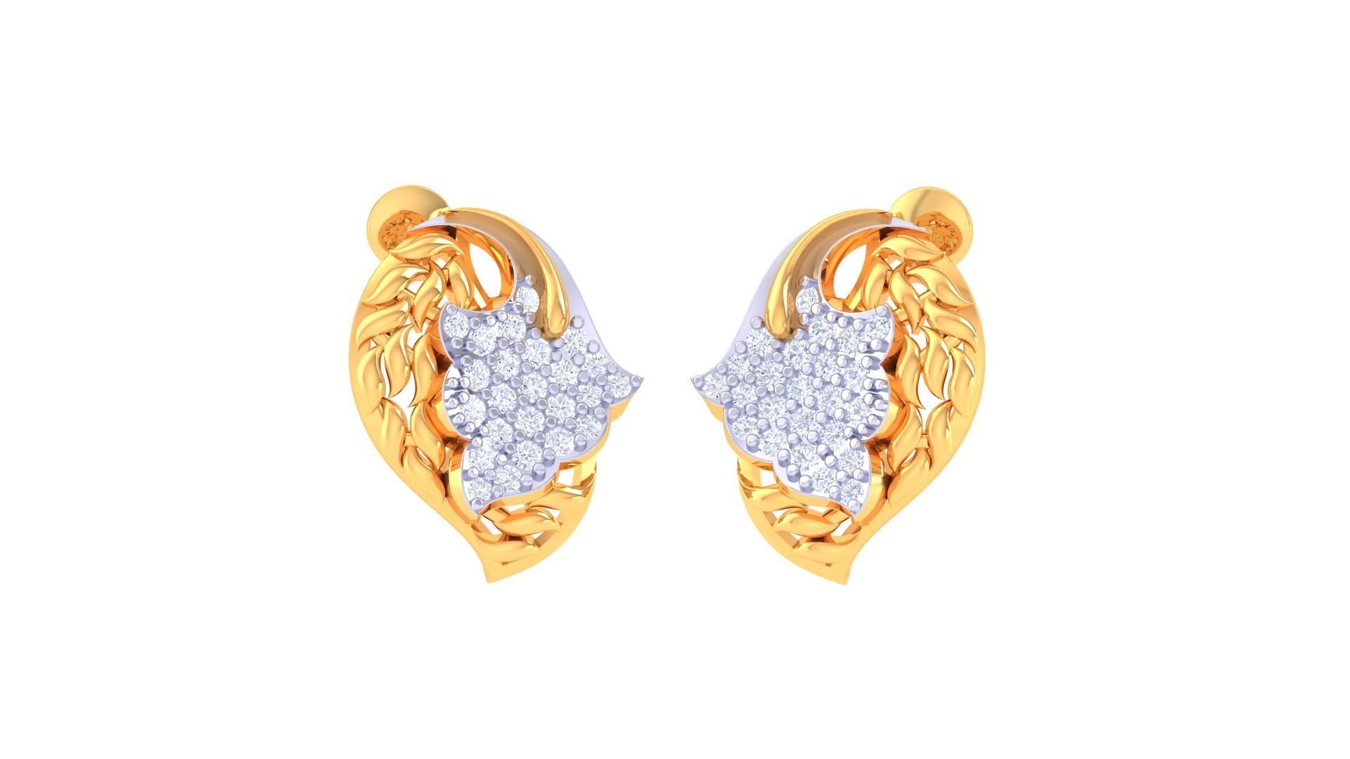 Women diamond studs Earrings 3dm renders 3D print model_1