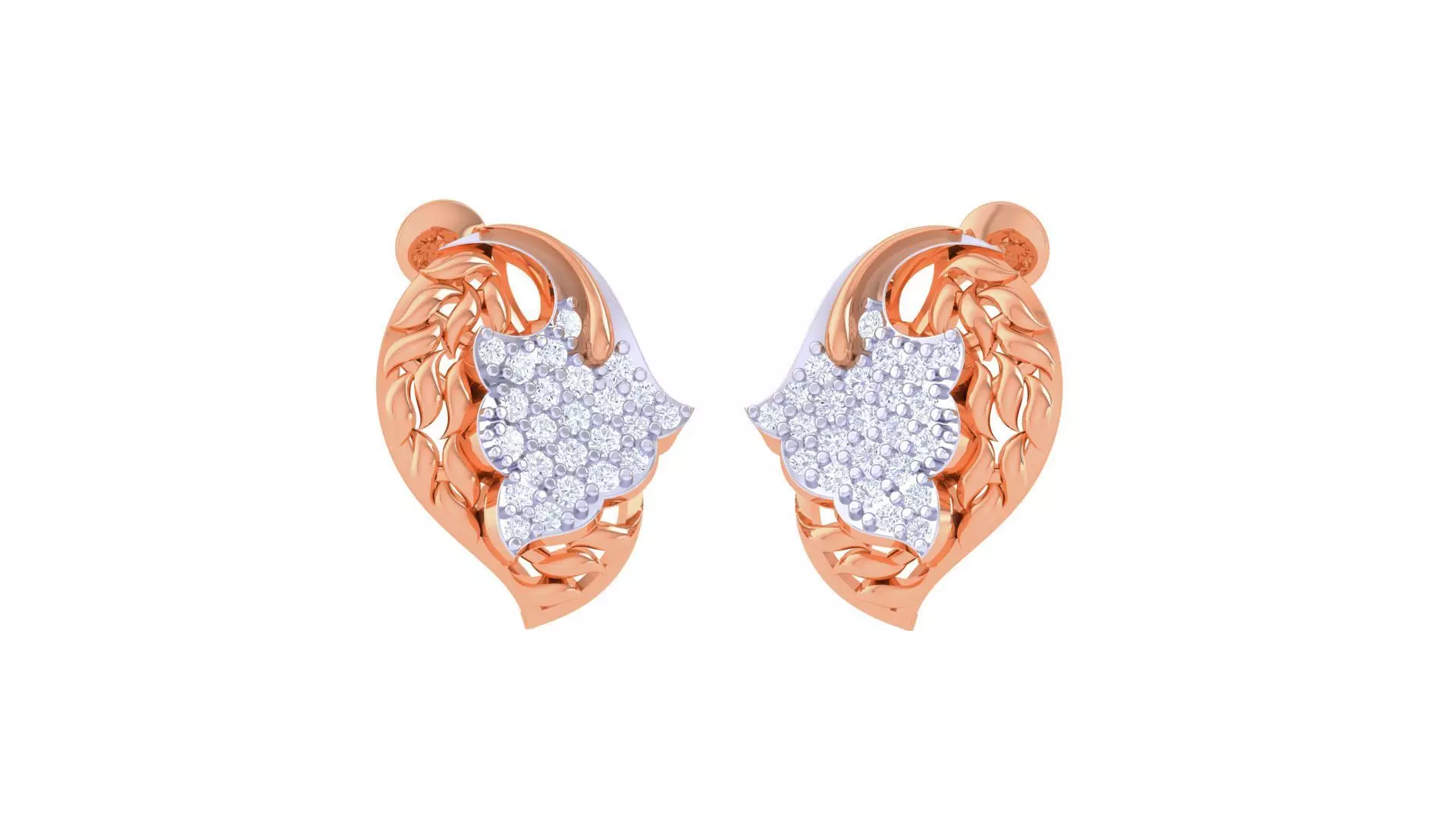 Women diamond studs Earrings 3dm renders 3D print model_0