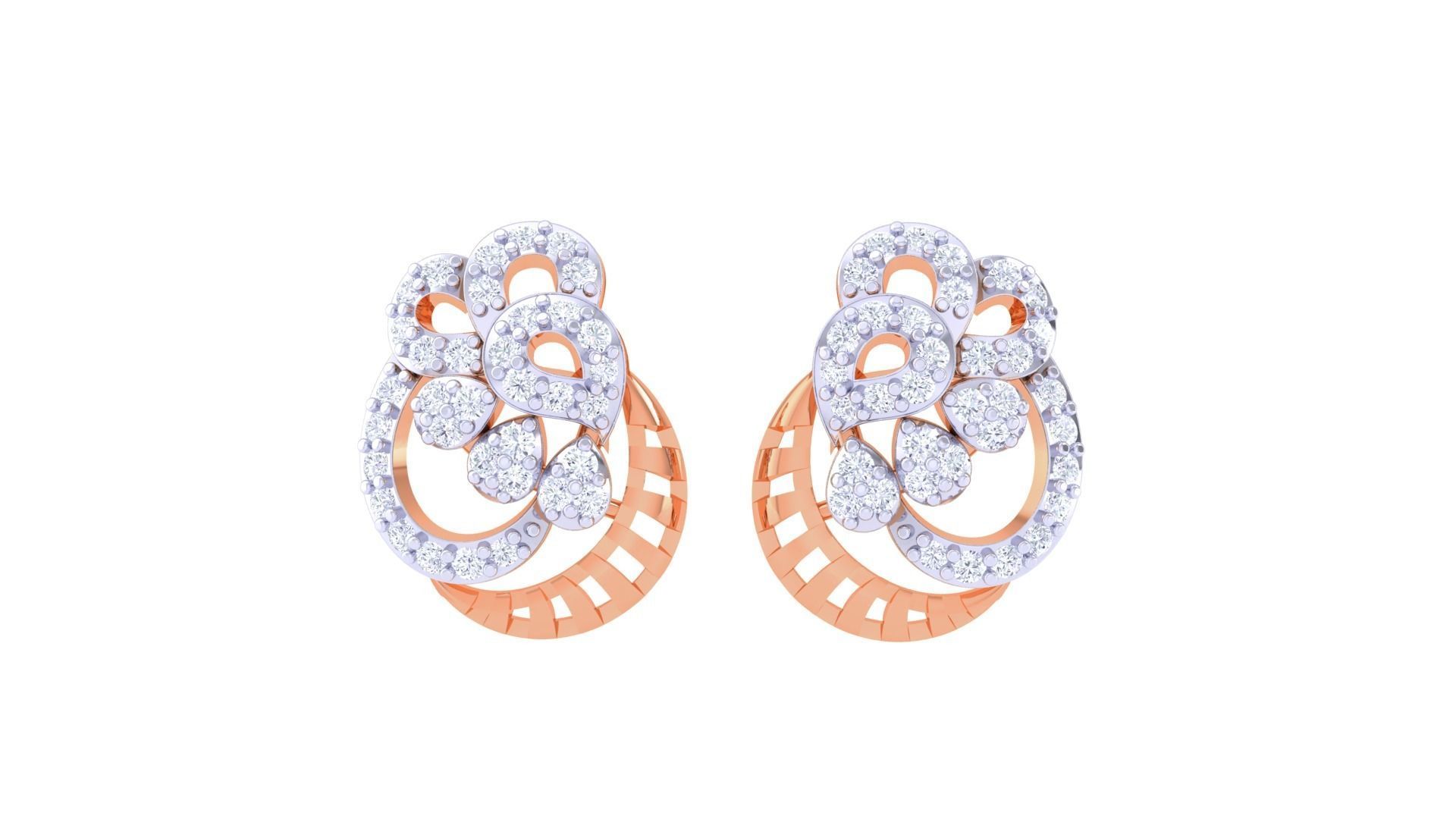 Women diamond studs Earrings 3dm renders 3D print model_5