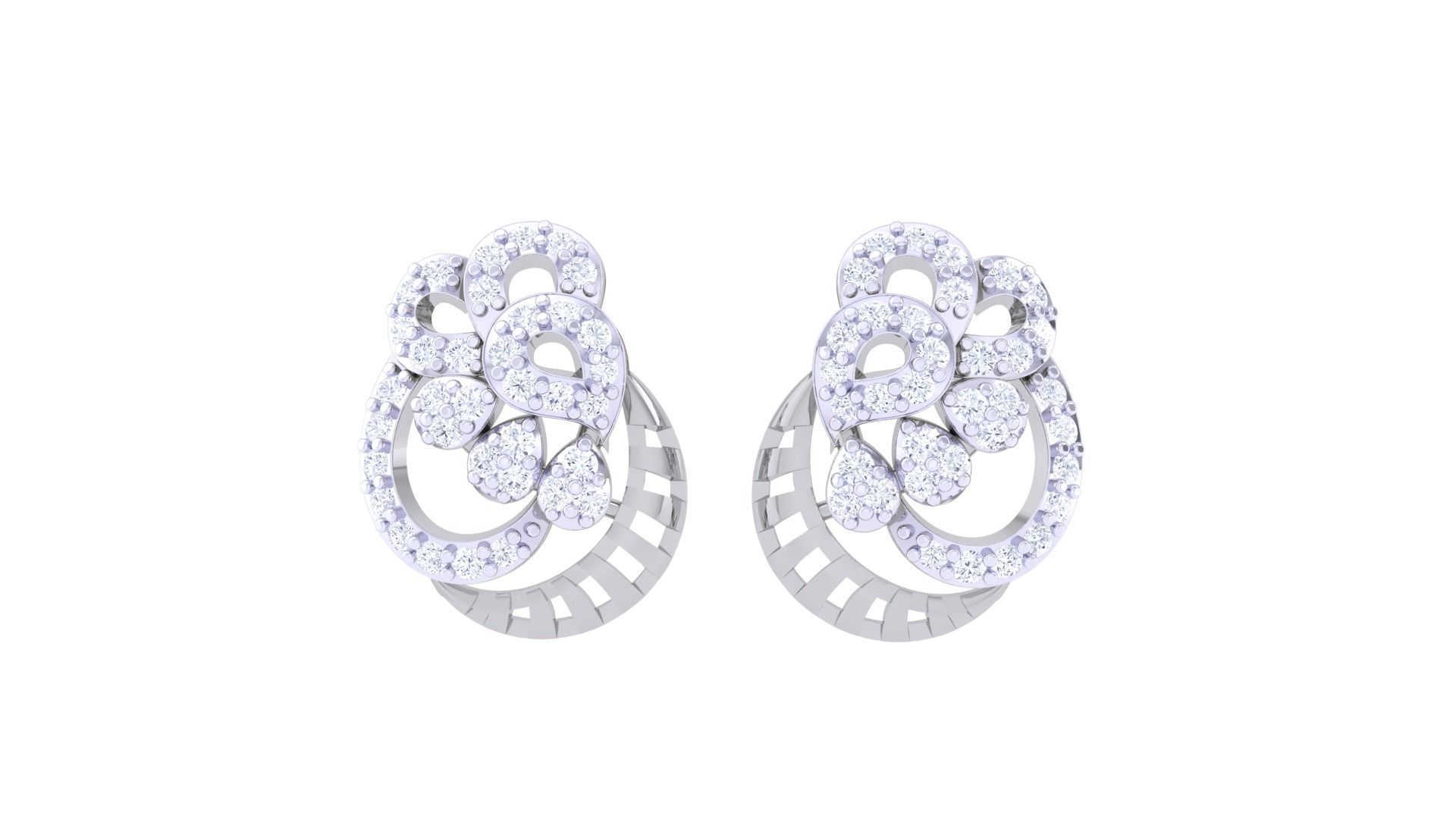 Women diamond studs Earrings 3dm renders 3D print model_3