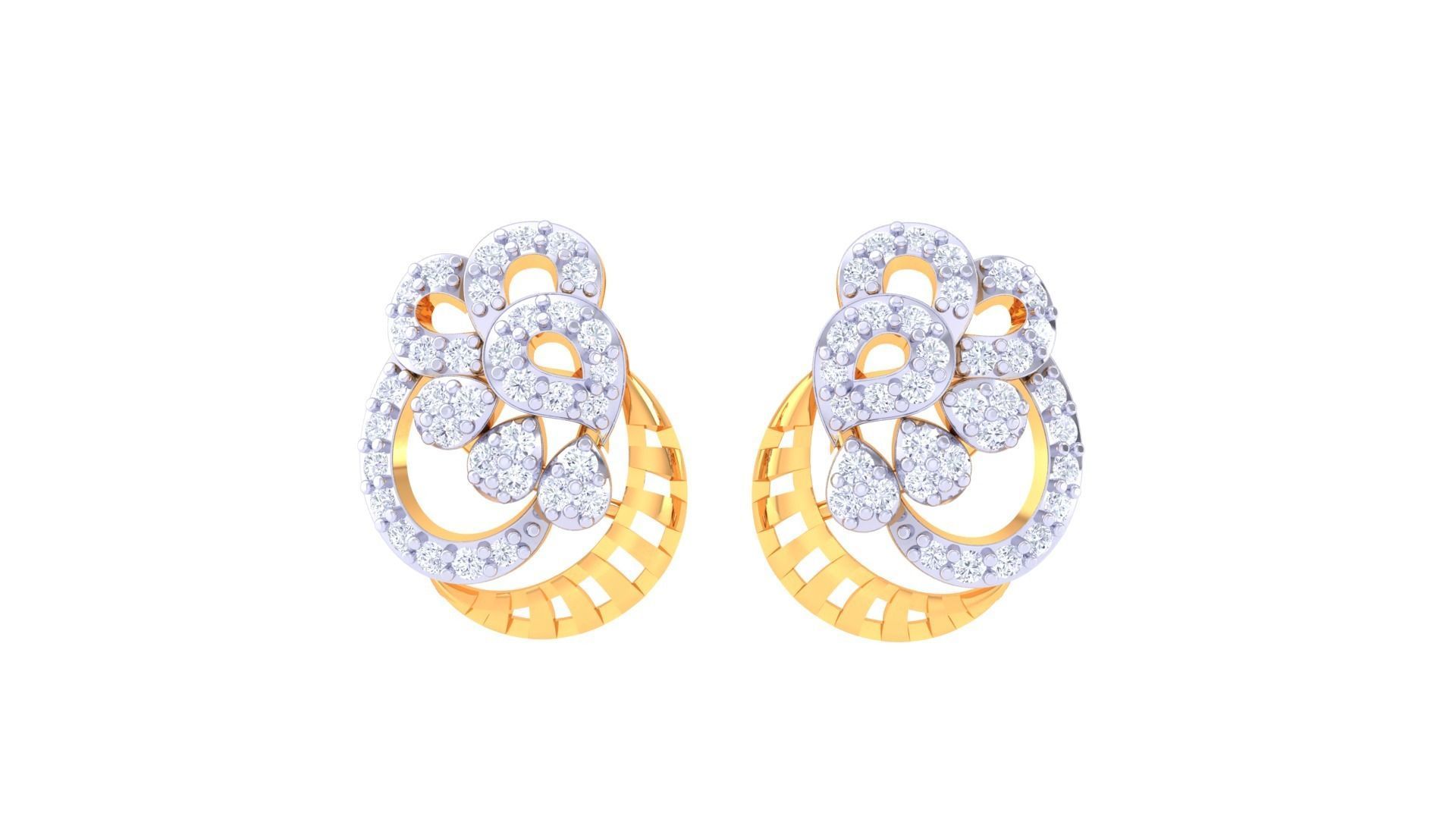 Women diamond studs Earrings 3dm renders 3D print model_4