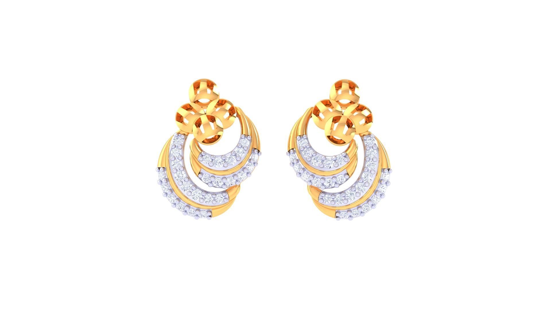 Women diamond studs Earrings 3dm renders 3D print model_4