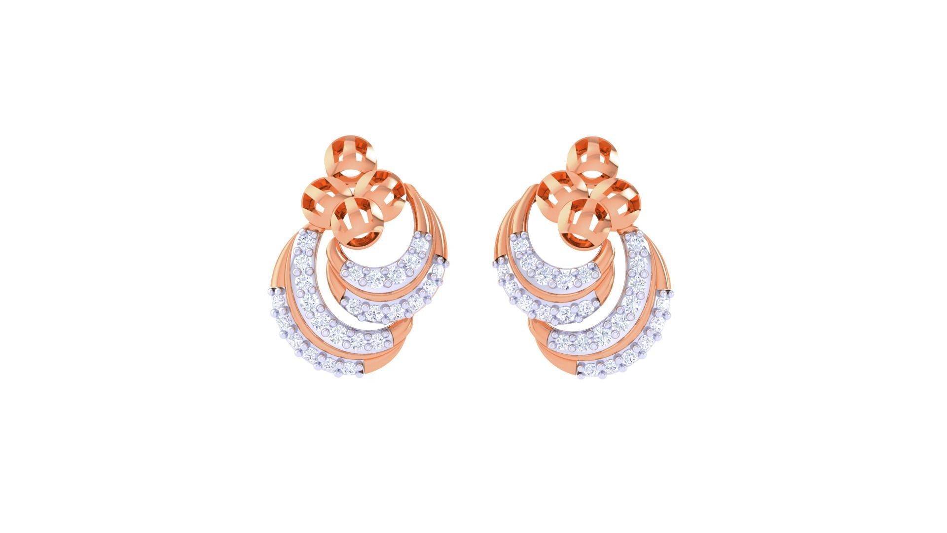 Women diamond studs Earrings 3dm renders 3D print model_5