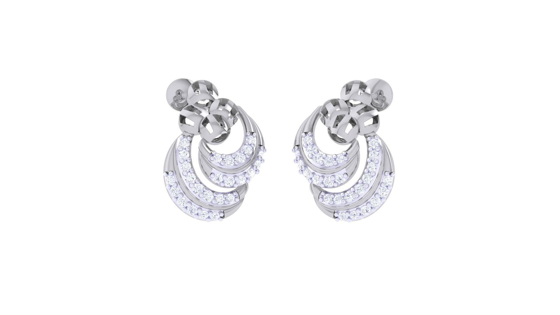 Women diamond studs Earrings 3dm renders 3D print model_2