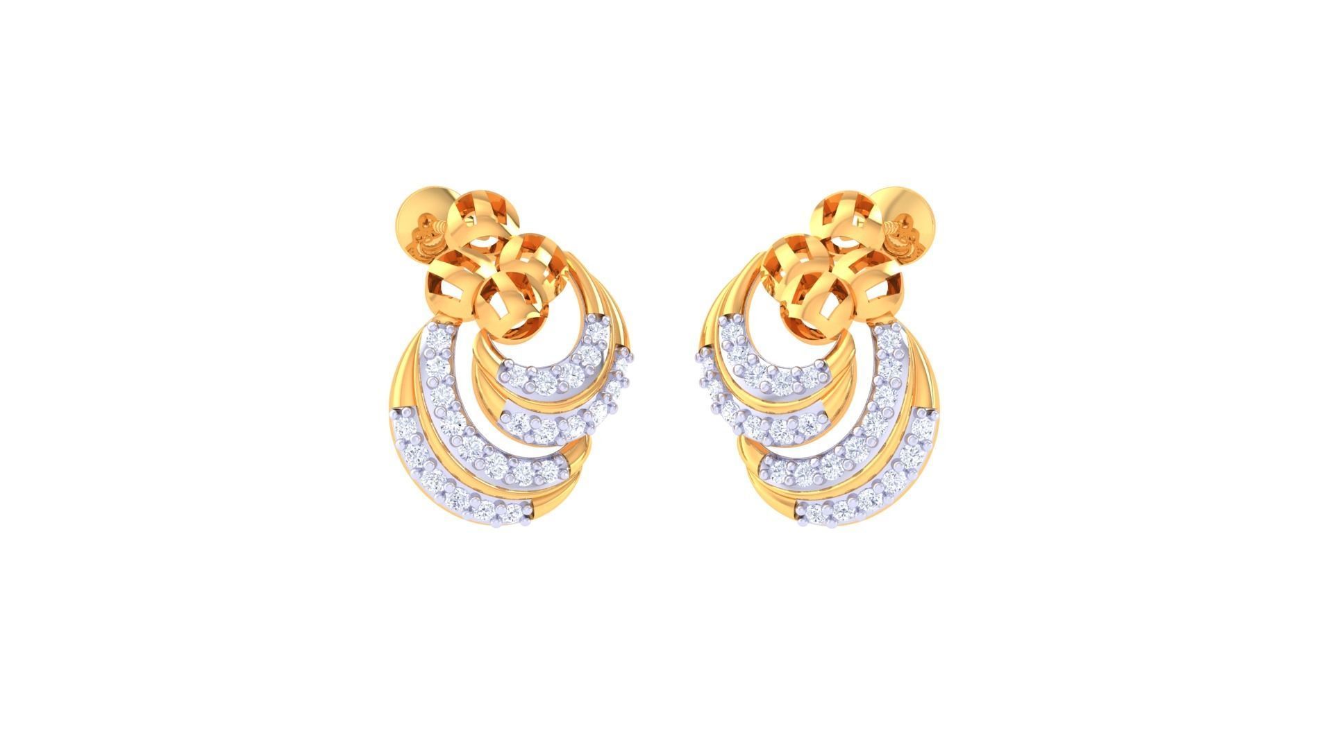 Women diamond studs Earrings 3dm renders 3D print model_1