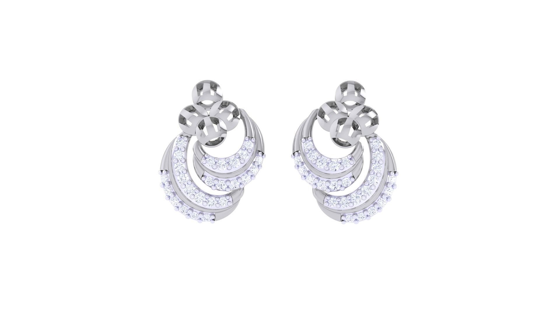 Women diamond studs Earrings 3dm renders 3D print model_3