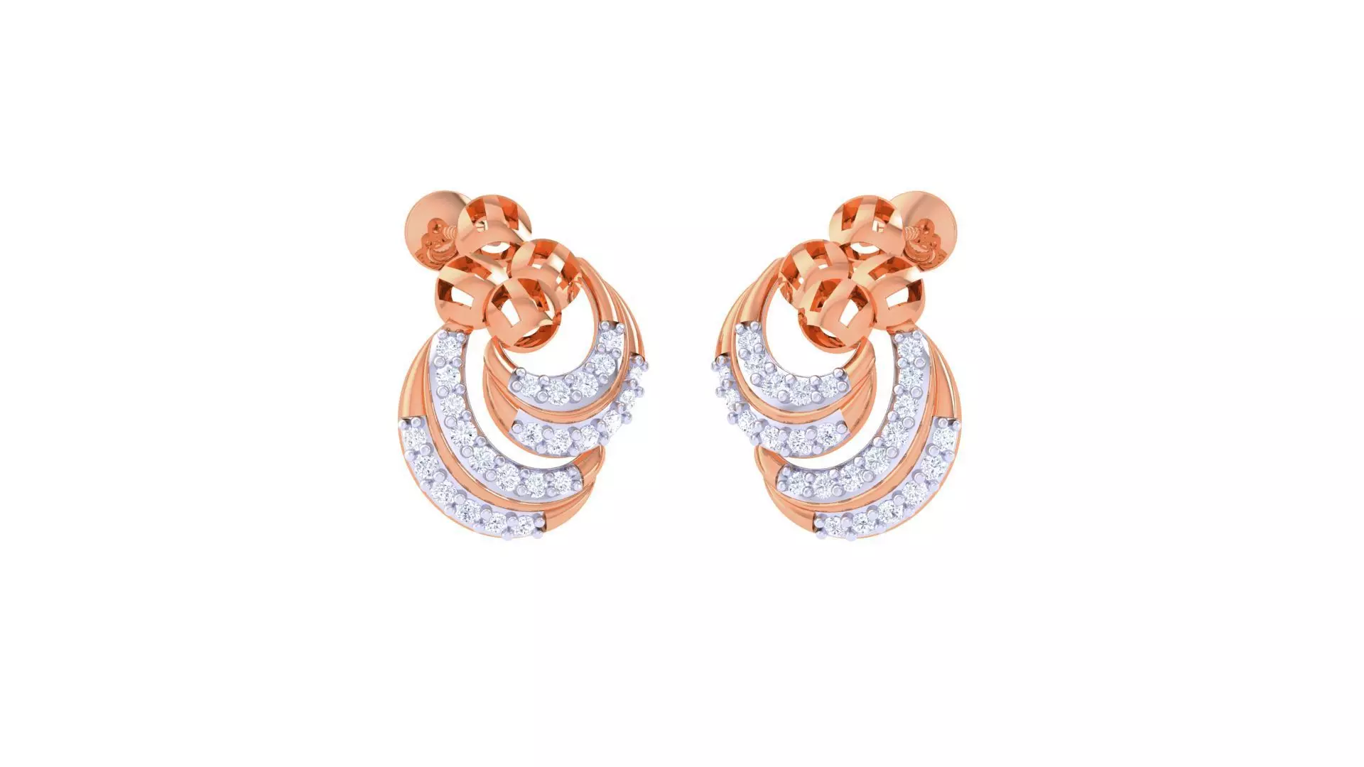 Women diamond studs Earrings 3dm renders 3D print model_0