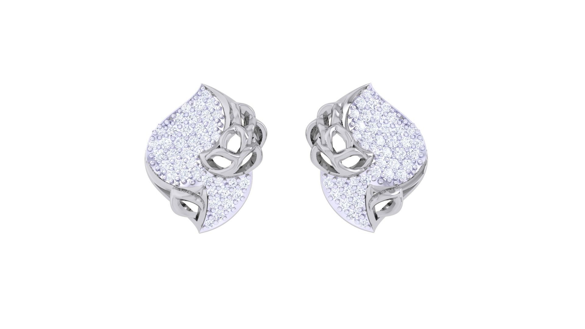 Women diamond studs Earrings 3dm renders 3D print model_5