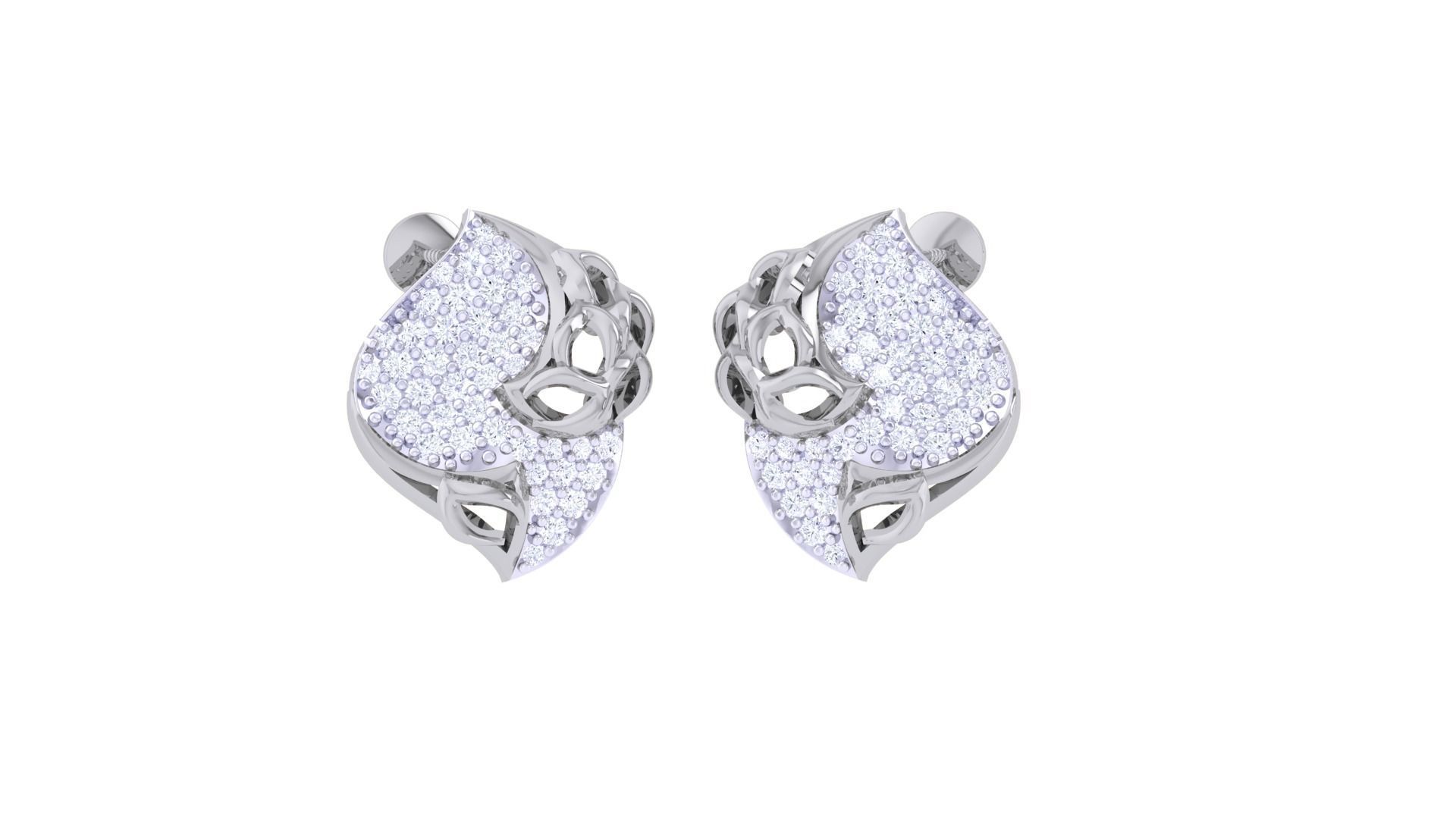 Women diamond studs Earrings 3dm renders 3D print model_2