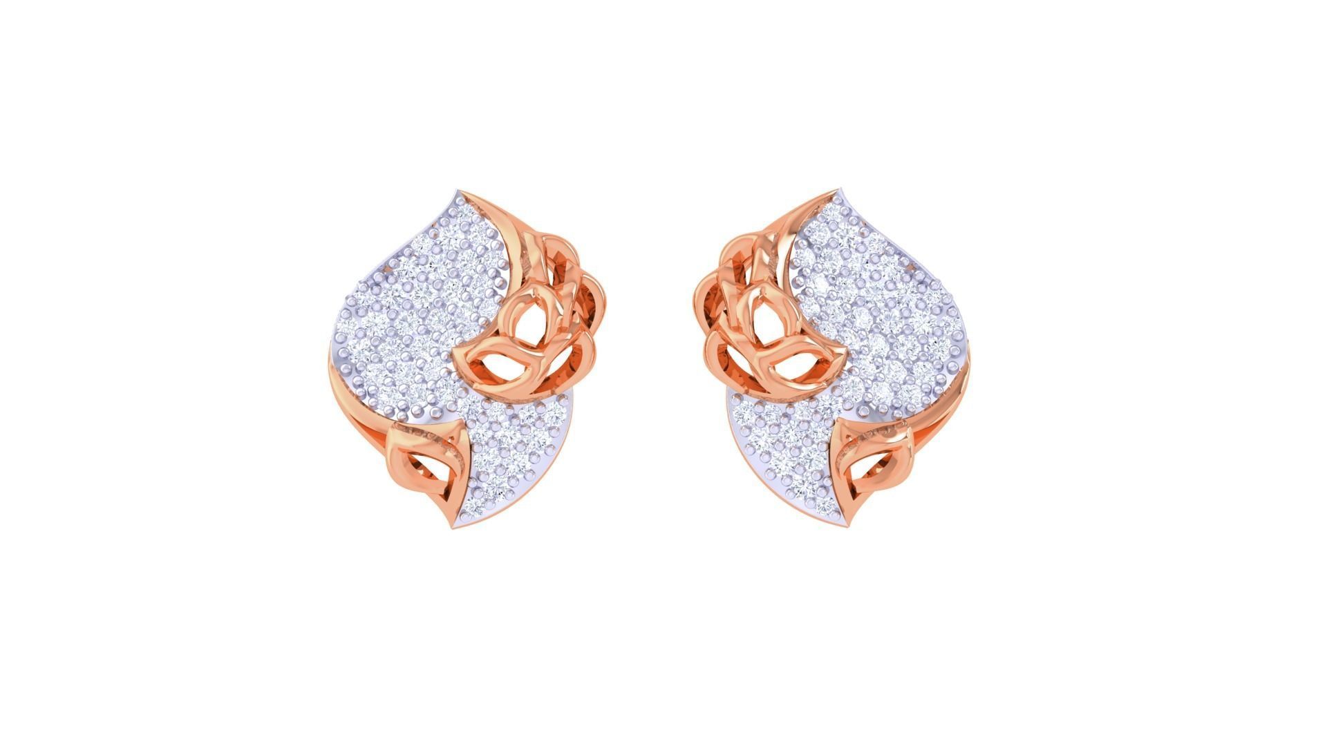 Women diamond studs Earrings 3dm renders 3D print model_4