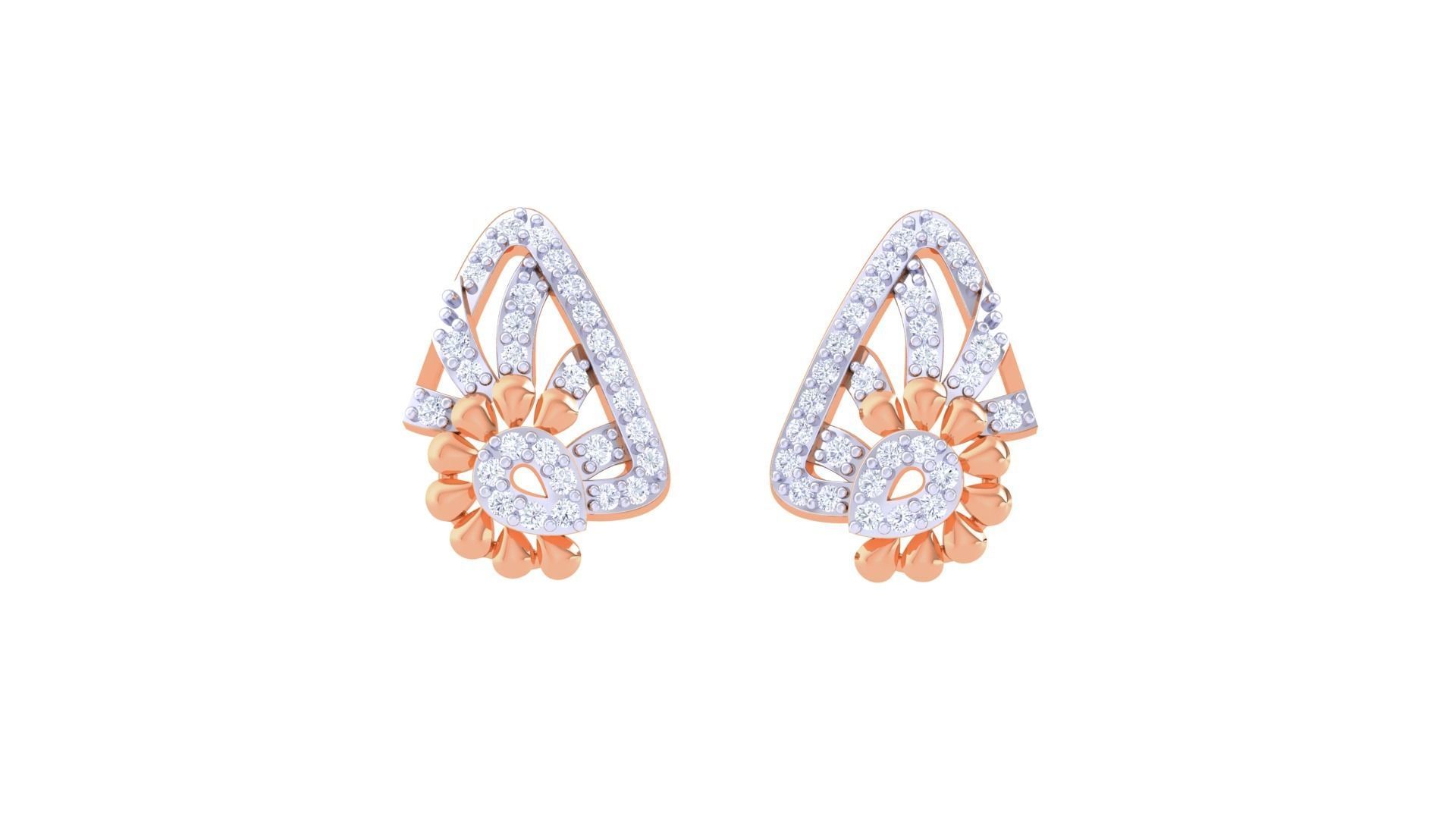 Women diamond studs Earrings 3dm renders 3D print model_4