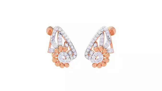 Women diamond studs Earrings 3dm renders 3D print model