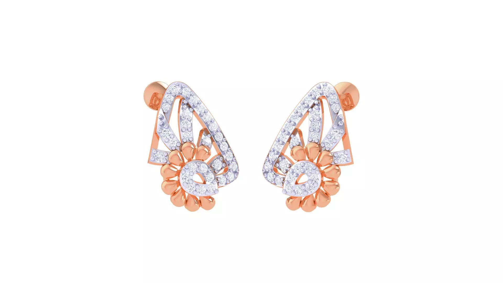 Women diamond studs Earrings 3dm renders 3D print model_0