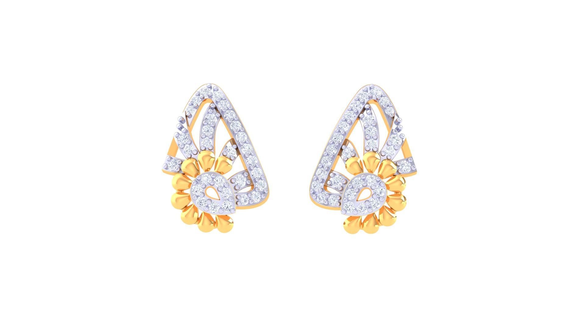 Women diamond studs Earrings 3dm renders 3D print model_3