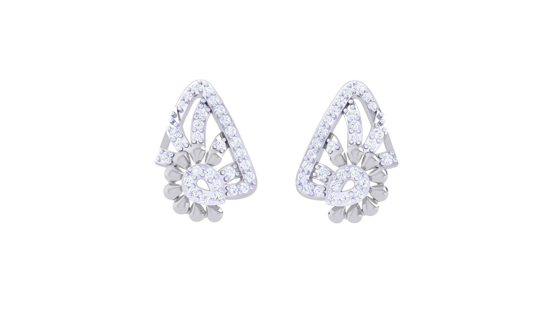 Women diamond studs Earrings 3dm renders 3D print model_5