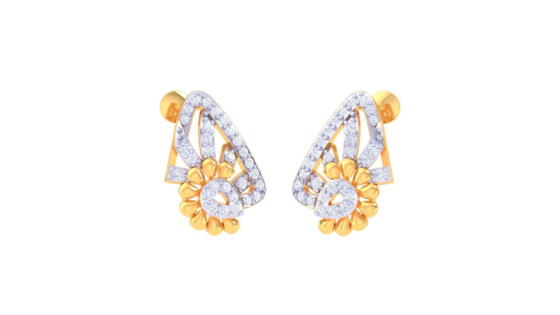 Women diamond studs Earrings 3dm renders 3D print model_1