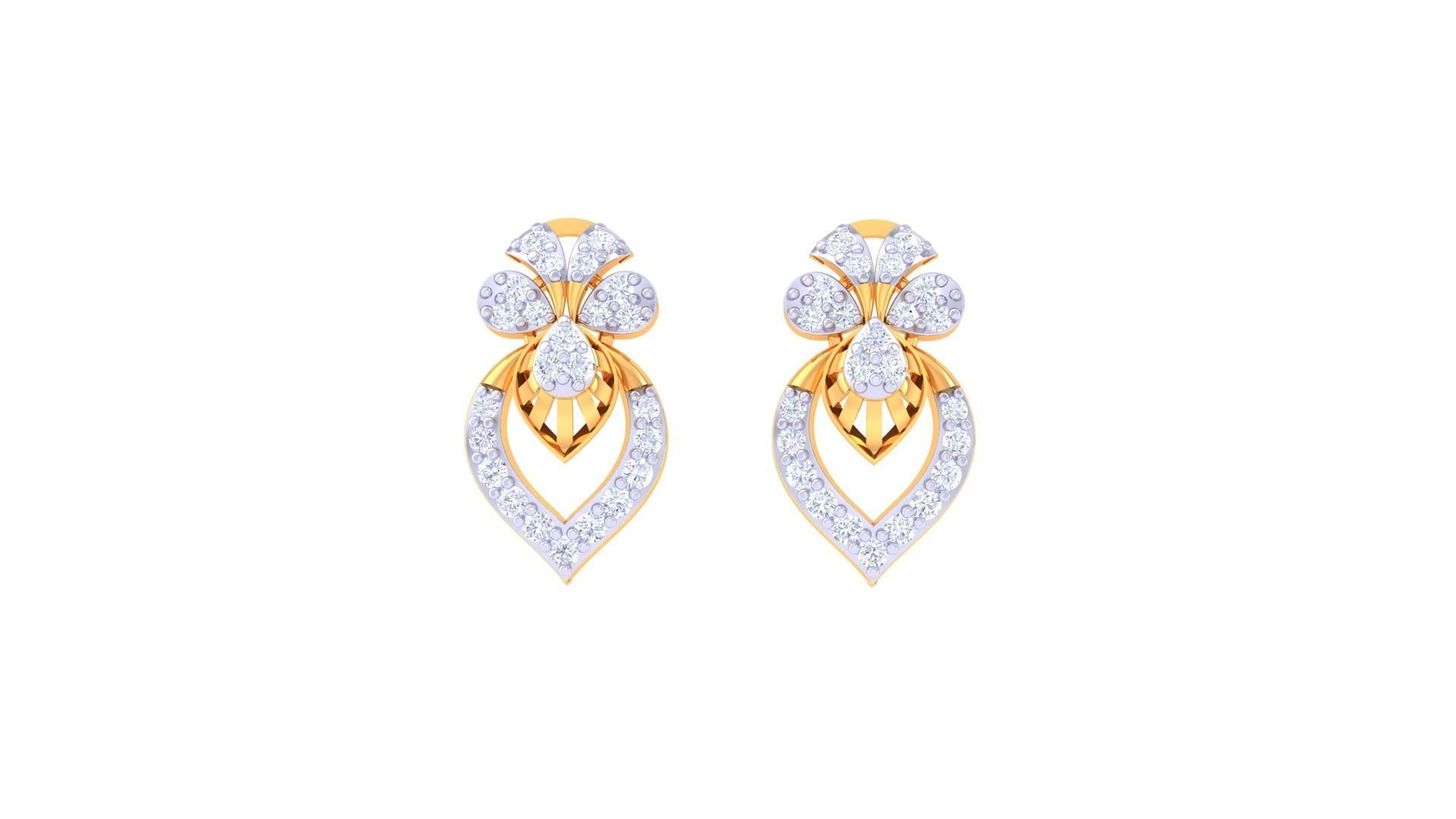 Women diamond studs Earrings 3dm renders 3D print model_5