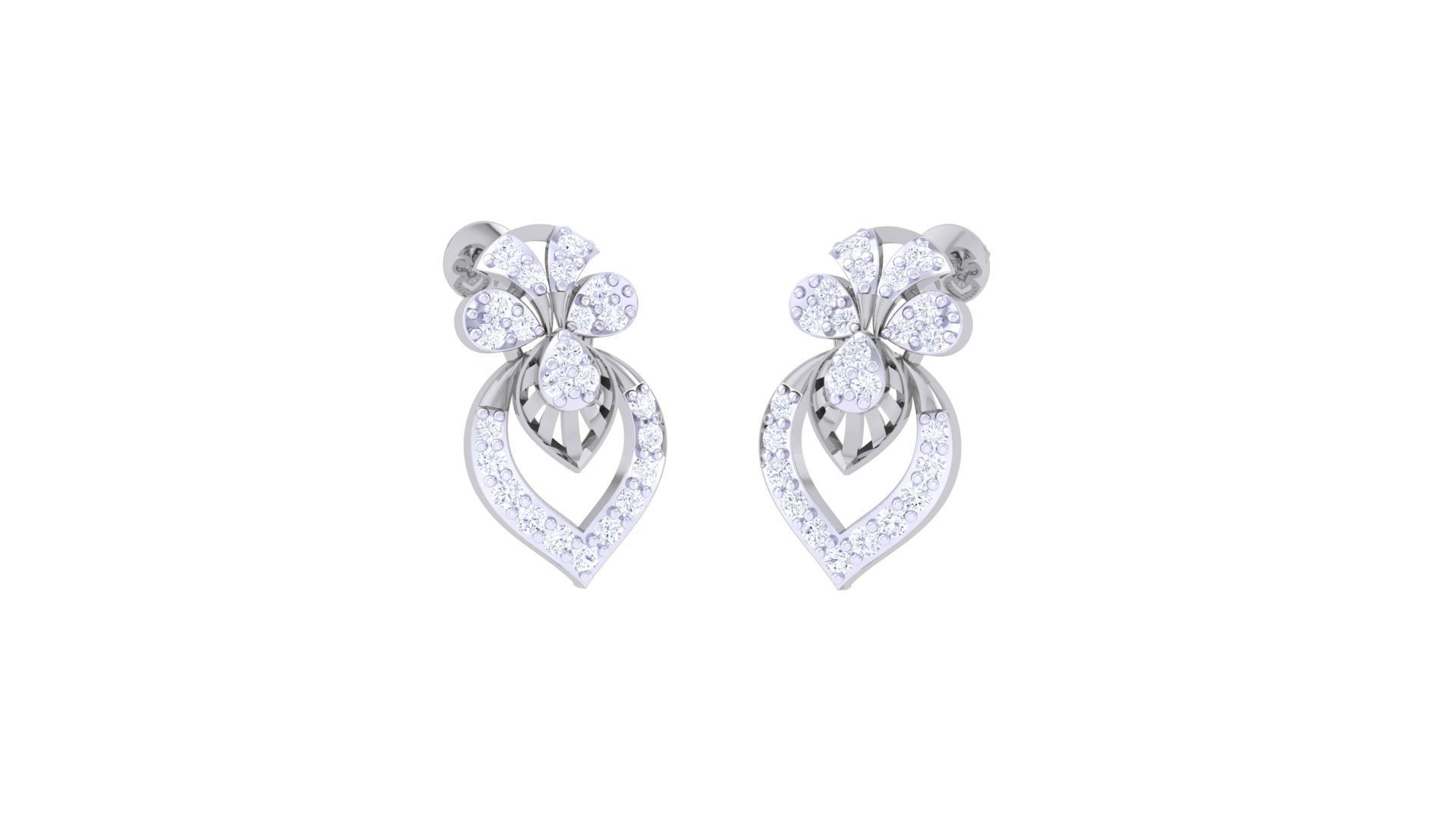 Women diamond studs Earrings 3dm renders 3D print model_2