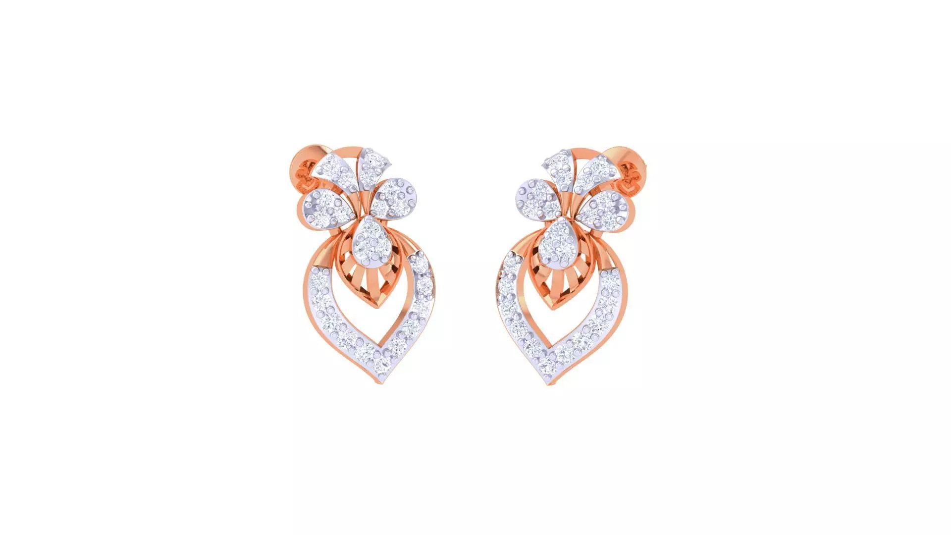 Women diamond studs Earrings 3dm renders 3D print model_0